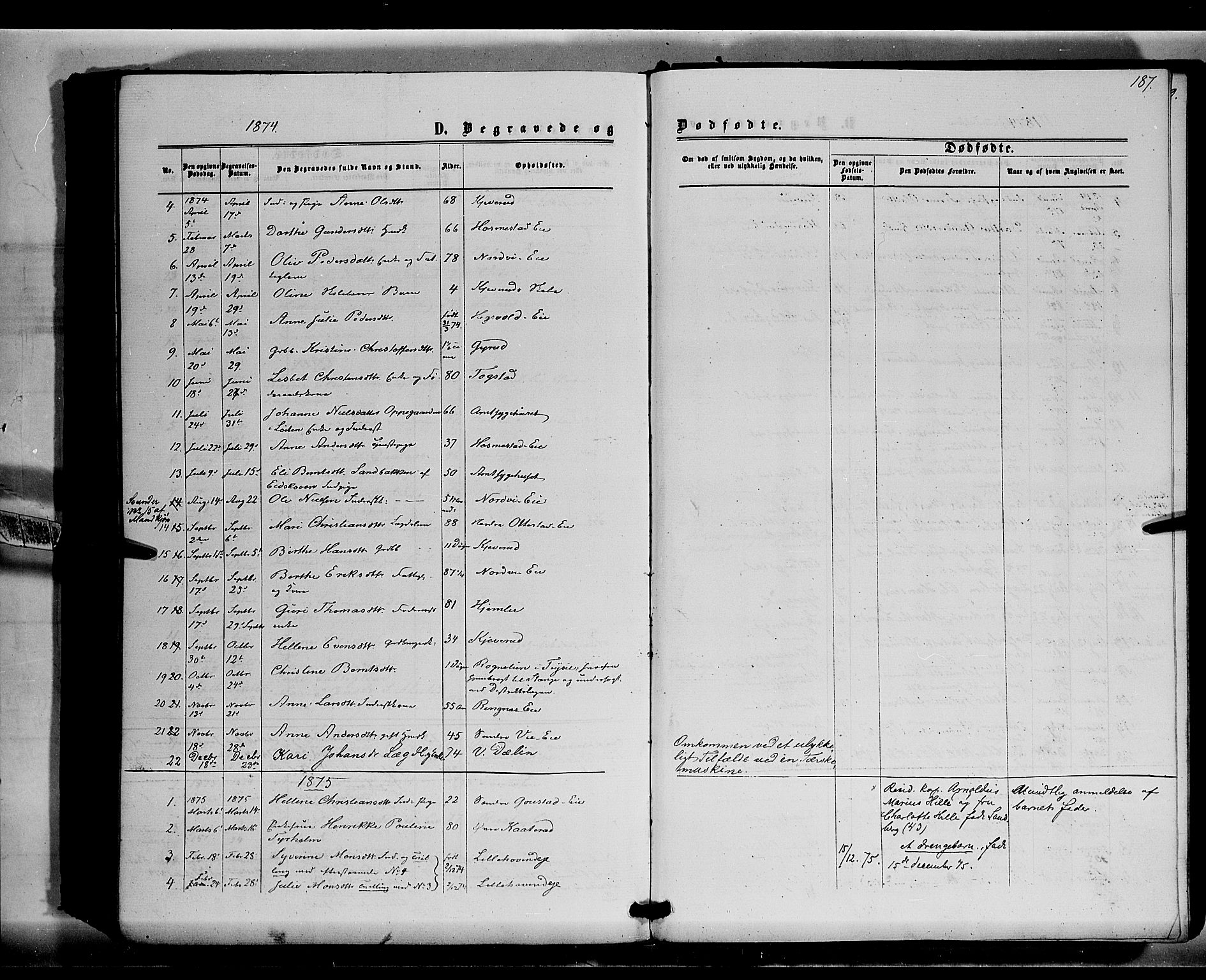 Stange prestekontor, AV/SAH-PREST-002/K/L0015: Ministerialbok nr. 15, 1862-1879, s. 187