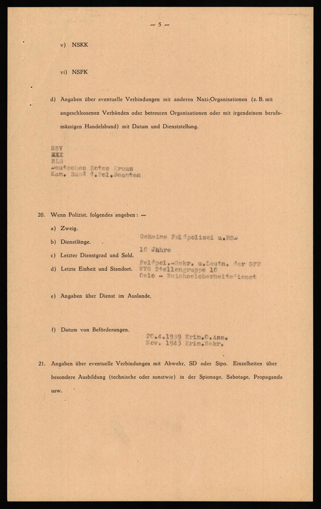 Forsvaret, Forsvarets overkommando II, AV/RA-RAFA-3915/D/Db/L0026: CI Questionaires. Tyske okkupasjonsstyrker i Norge. Tyskere., 1945-1946, s. 285