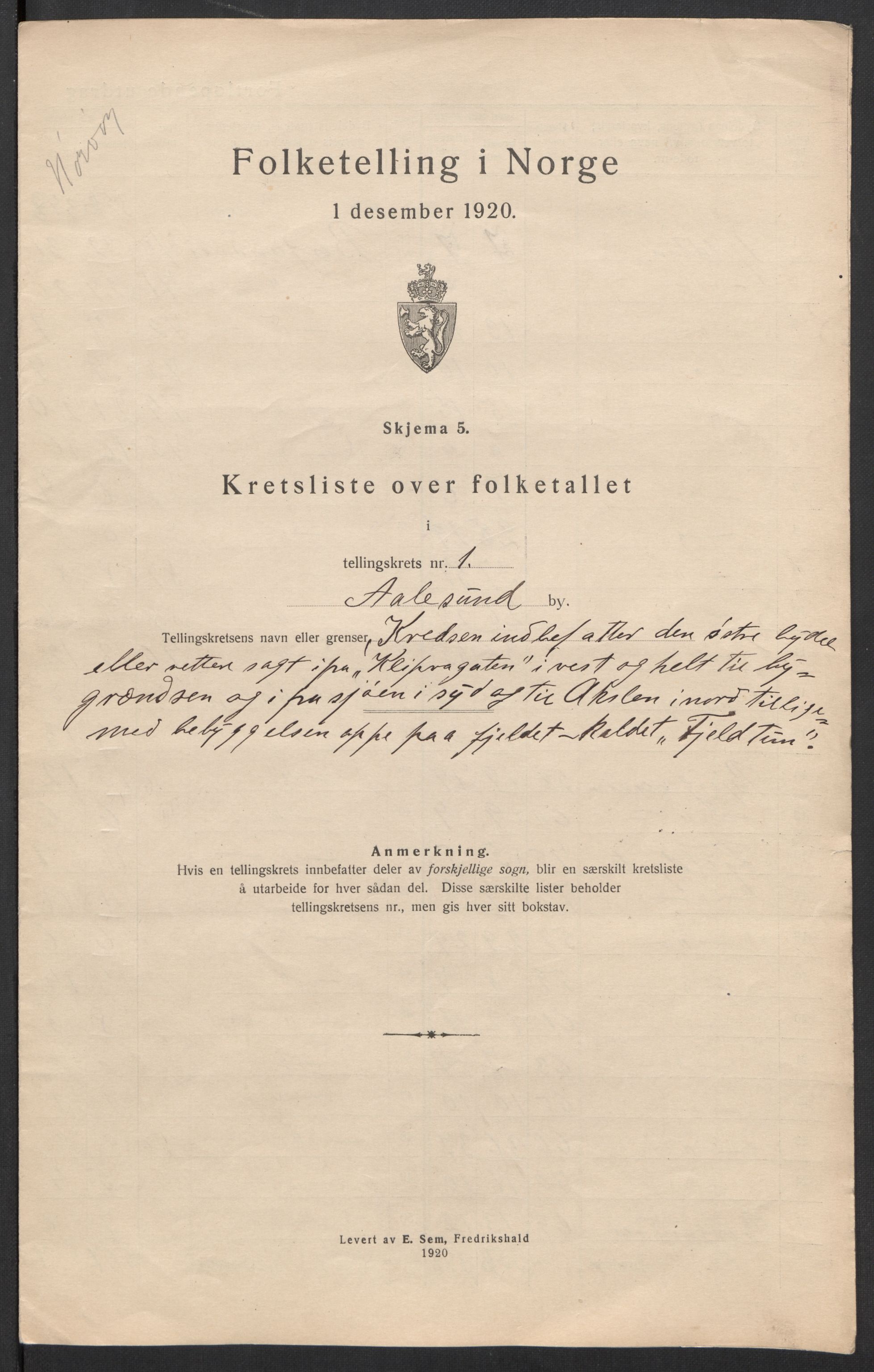 SAT, Folketelling 1920 for 1501 Ålesund kjøpstad, 1920, s. 6