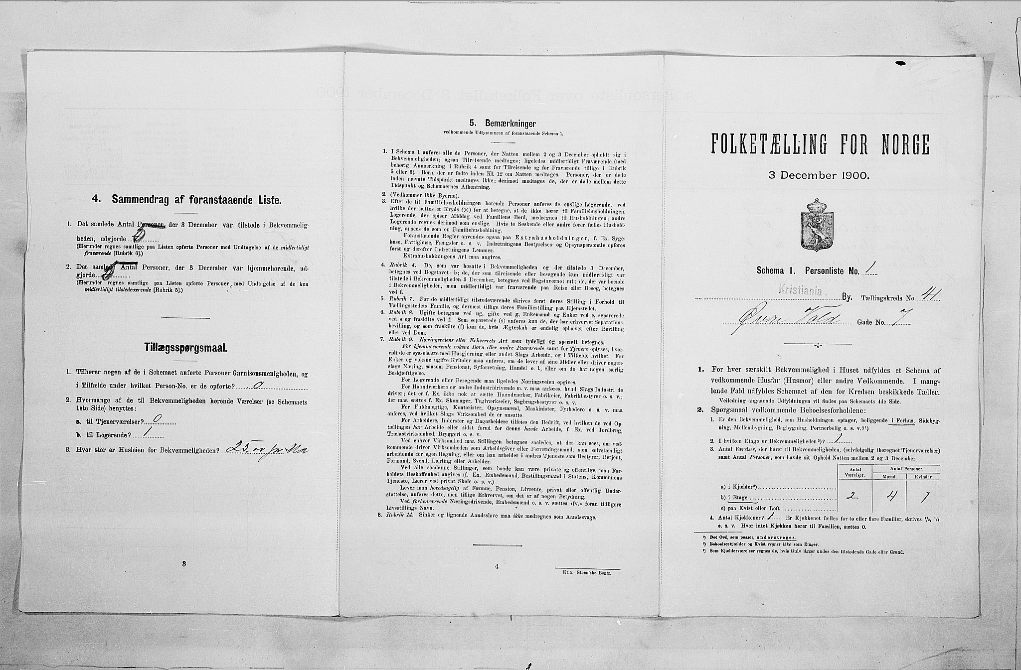 SAO, Folketelling 1900 for 0301 Kristiania kjøpstad, 1900, s. 116038