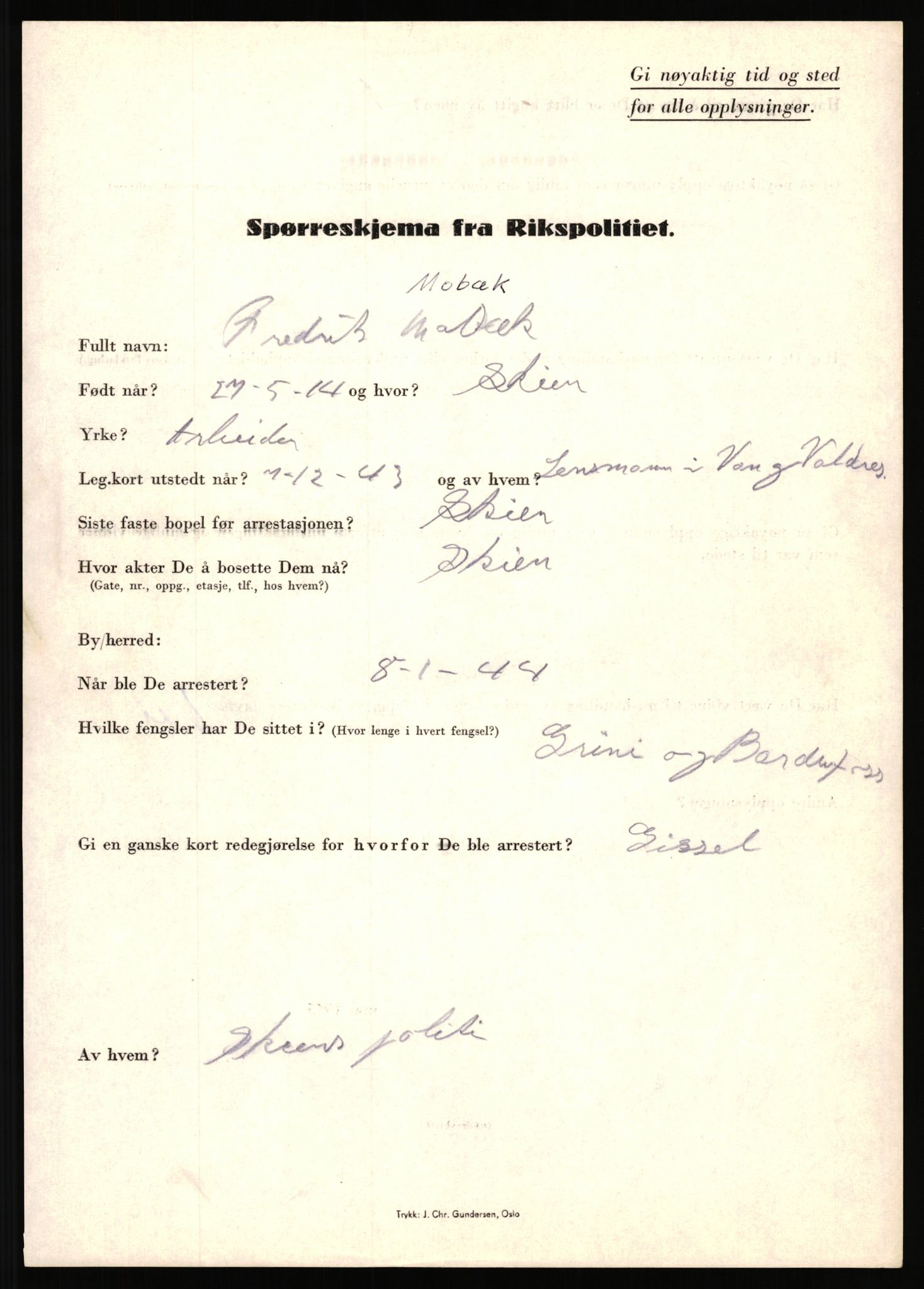 Rikspolitisjefen, AV/RA-S-1560/L/L0011: Lucassen, Oscar Fredrik - Moen, Olav, 1940-1945, s. 1074