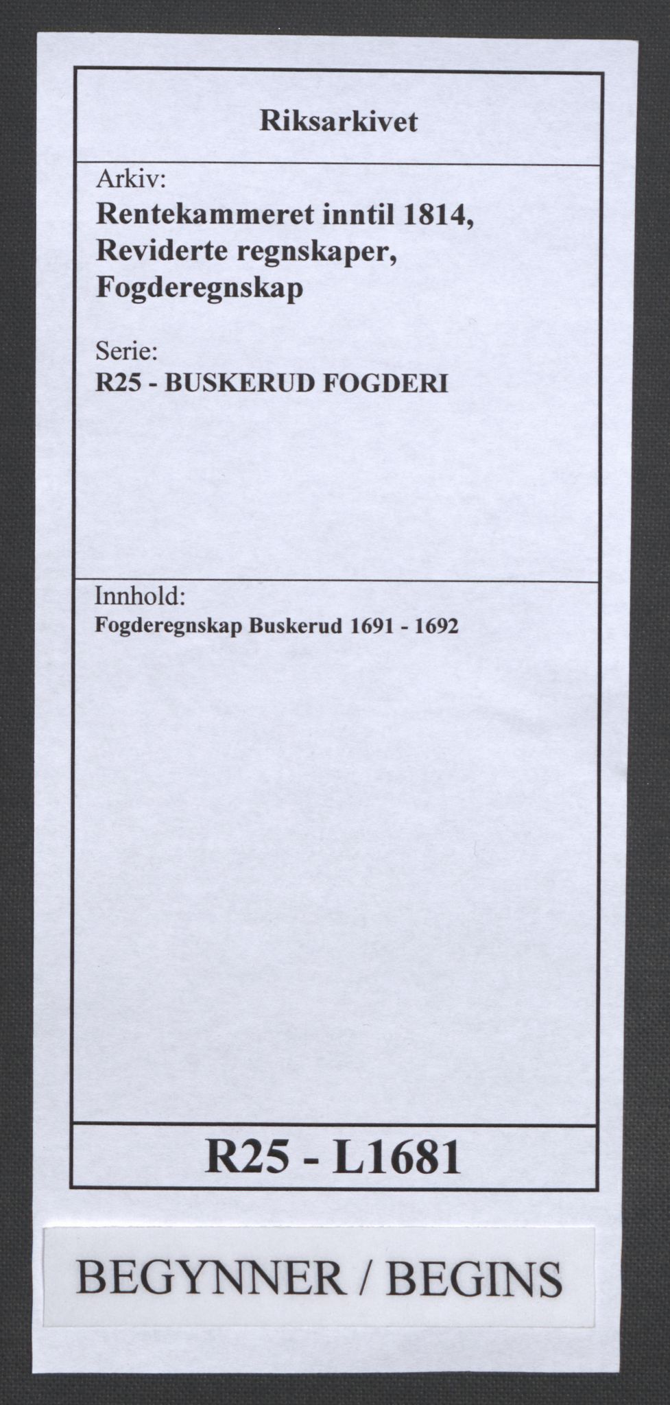 Rentekammeret inntil 1814, Reviderte regnskaper, Fogderegnskap, AV/RA-EA-4092/R25/L1681: Fogderegnskap Buskerud, 1691-1692, s. 1