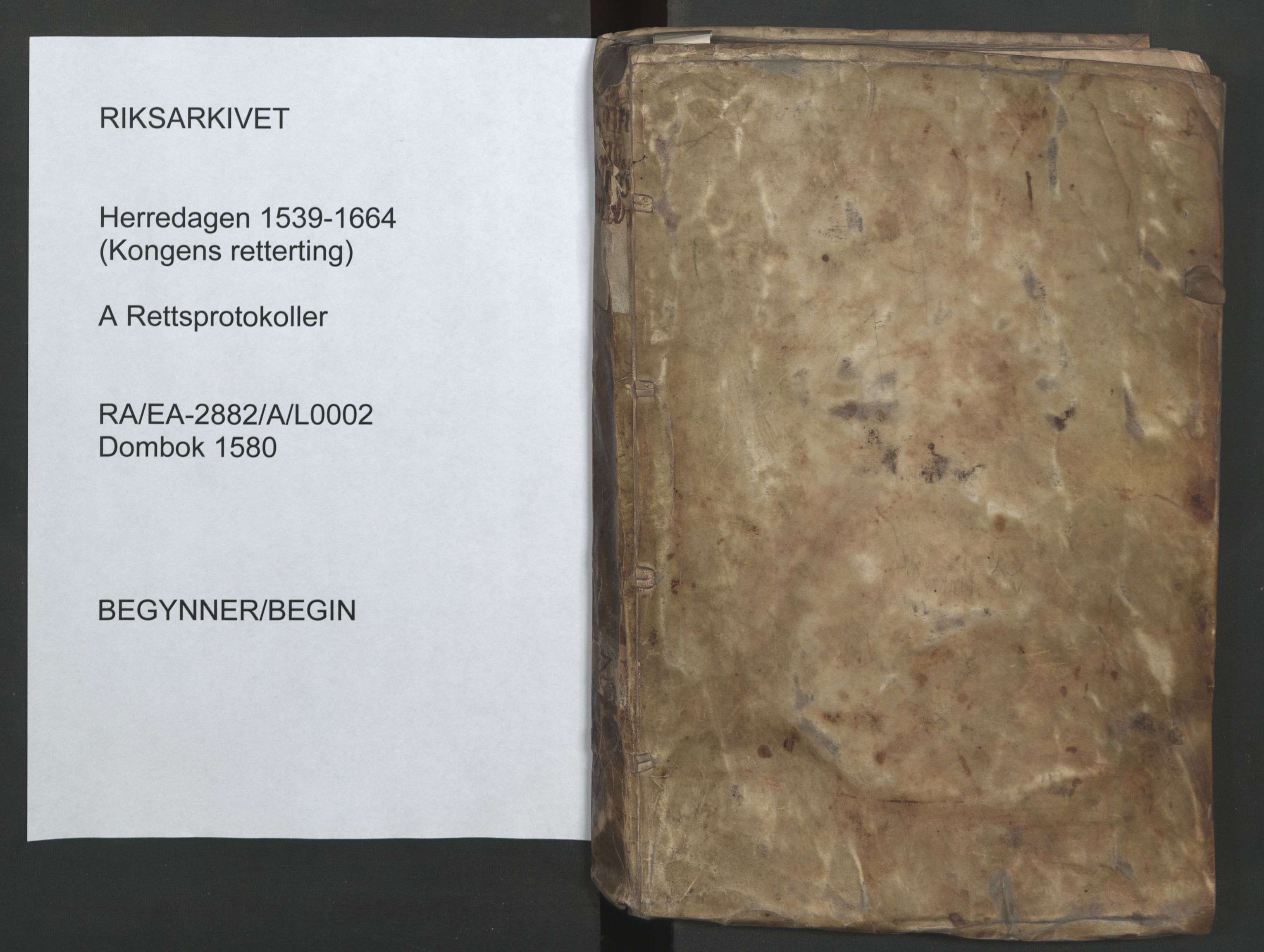 Herredagen 1539-1664  (Kongens Retterting), RA/EA-2882/A/L0002: Dombok, 1580