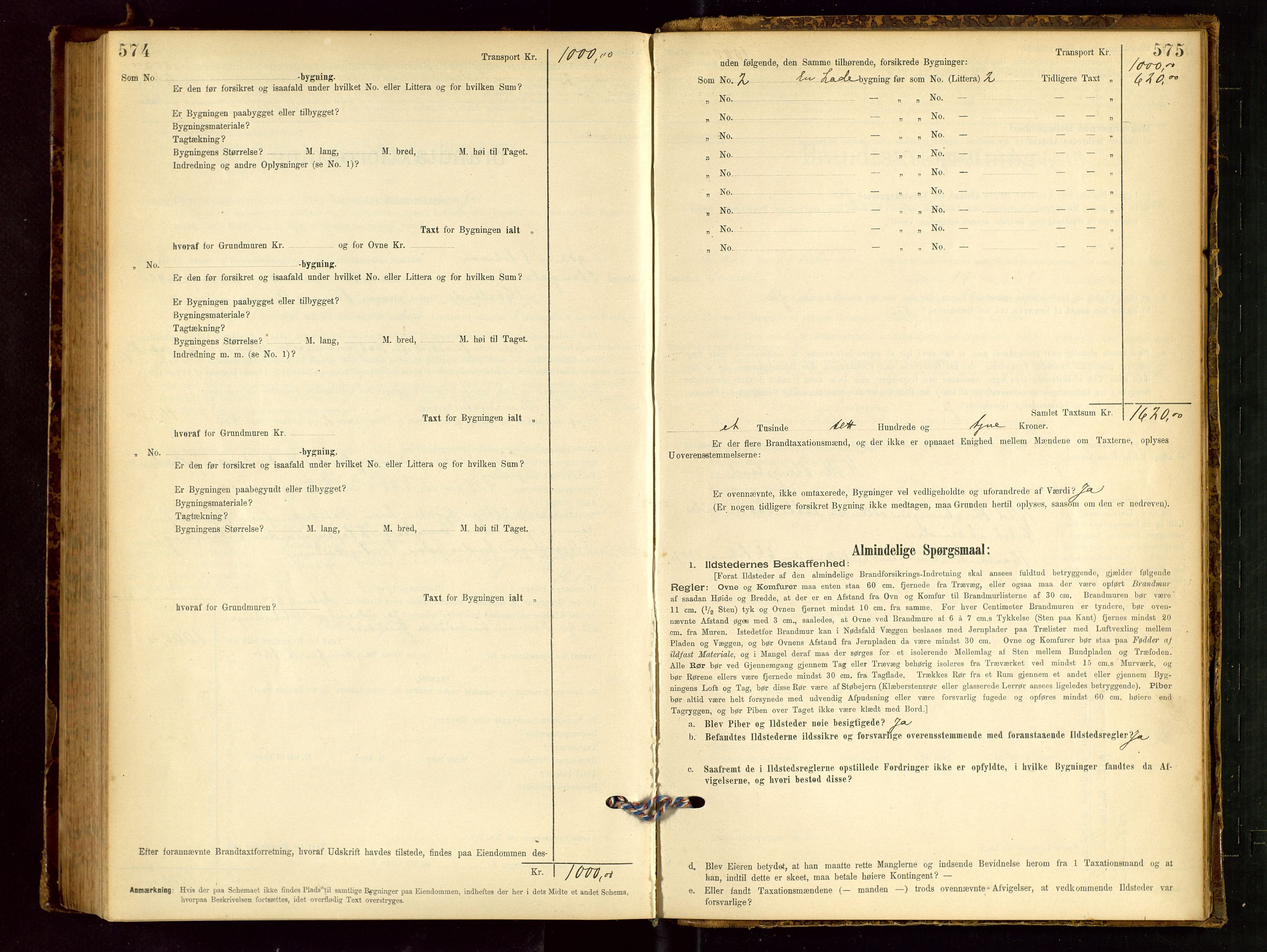 Håland lensmannskontor, AV/SAST-A-100100/Gob/L0001: Branntakstprotokoll - skjematakst. Register i boken., 1894-1902, s. 574-575