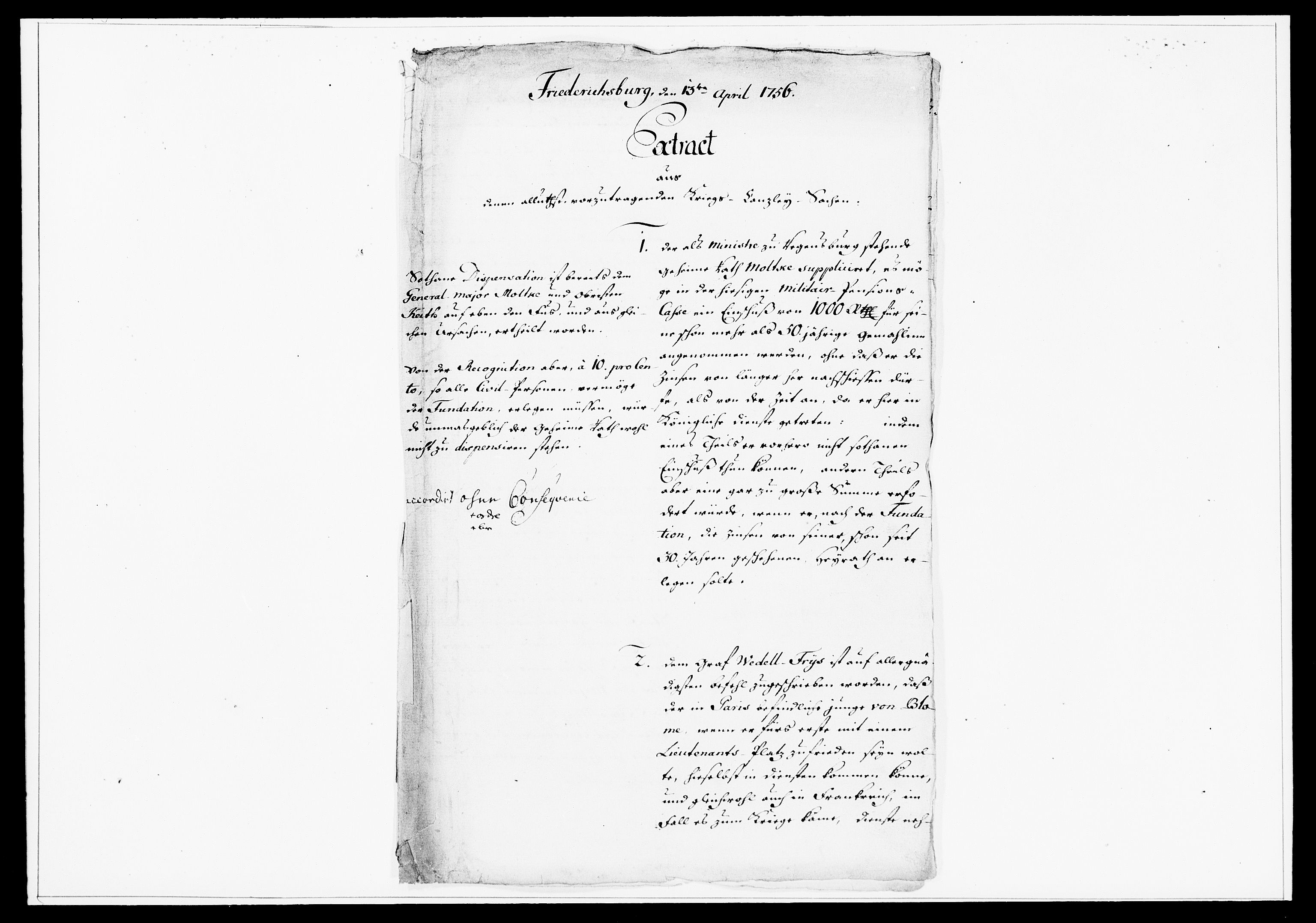 Krigskollegiet, Krigskancelliet, DRA/A-0006/-/1269-1282: Refererede sager, 1756, s. 206