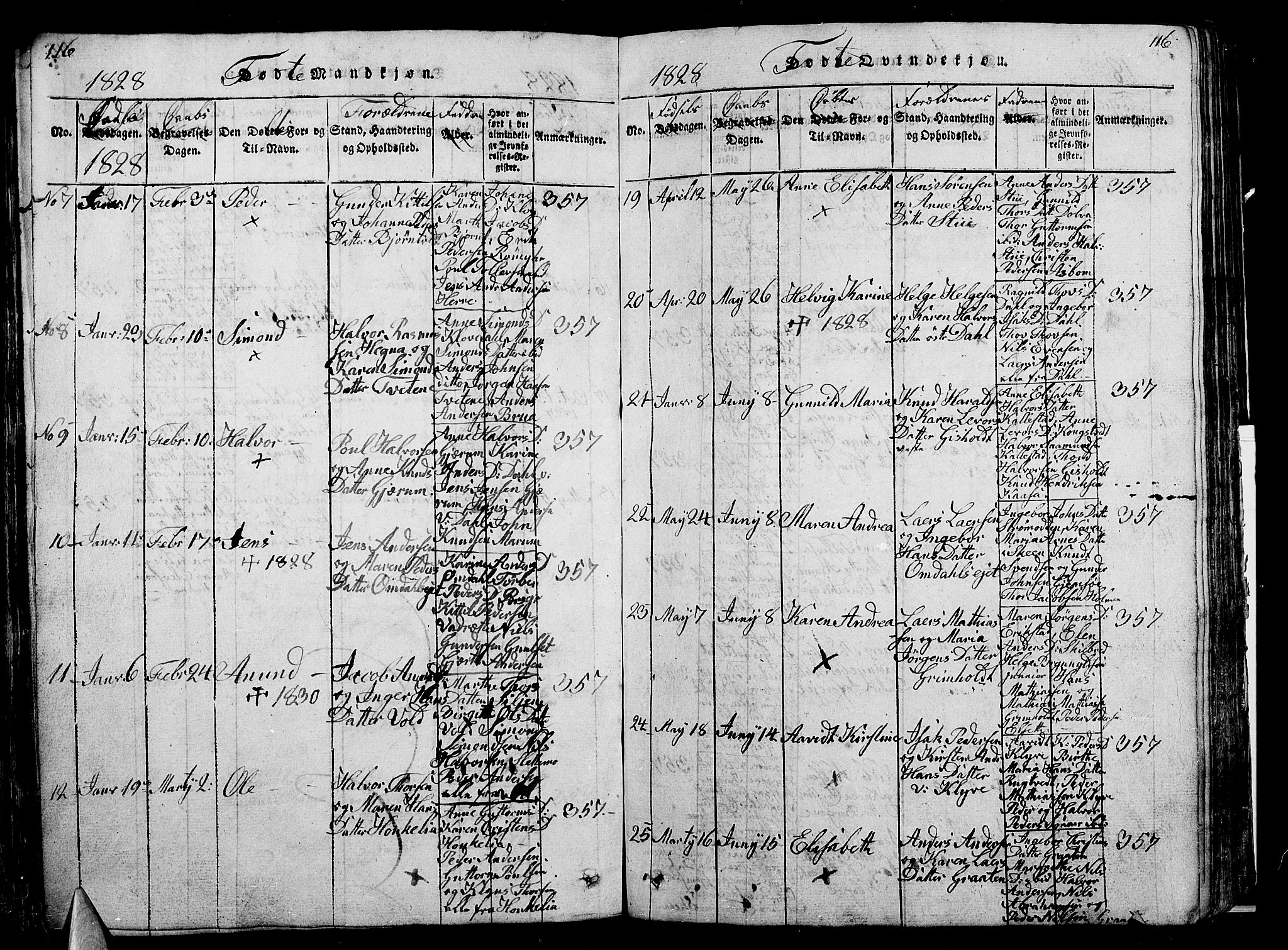 Solum kirkebøker, AV/SAKO-A-306/G/Ga/L0001: Klokkerbok nr. I 1, 1814-1833, s. 116
