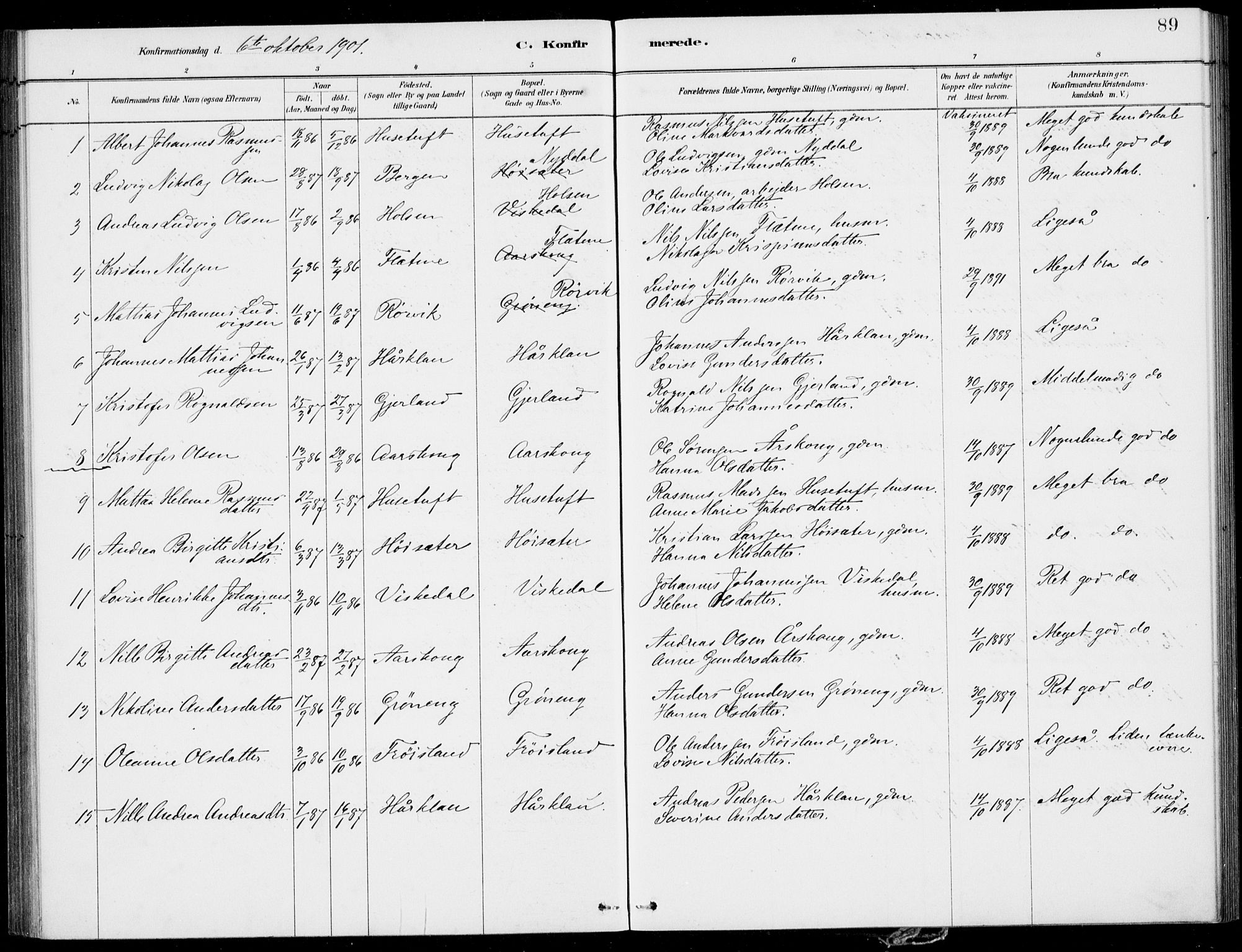 Førde sokneprestembete, AV/SAB-A-79901/H/Haa/Haac/L0001: Ministerialbok nr. C  1, 1881-1920, s. 89