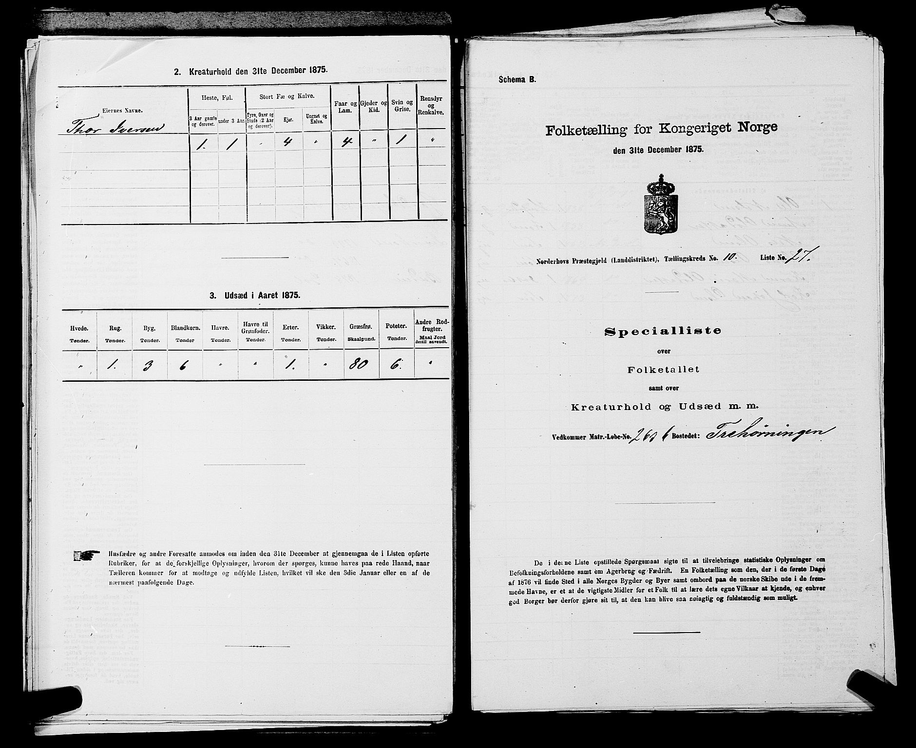 SAKO, Folketelling 1875 for 0613L Norderhov prestegjeld, Norderhov sokn, Haug sokn og Lunder sokn, 1875, s. 1996