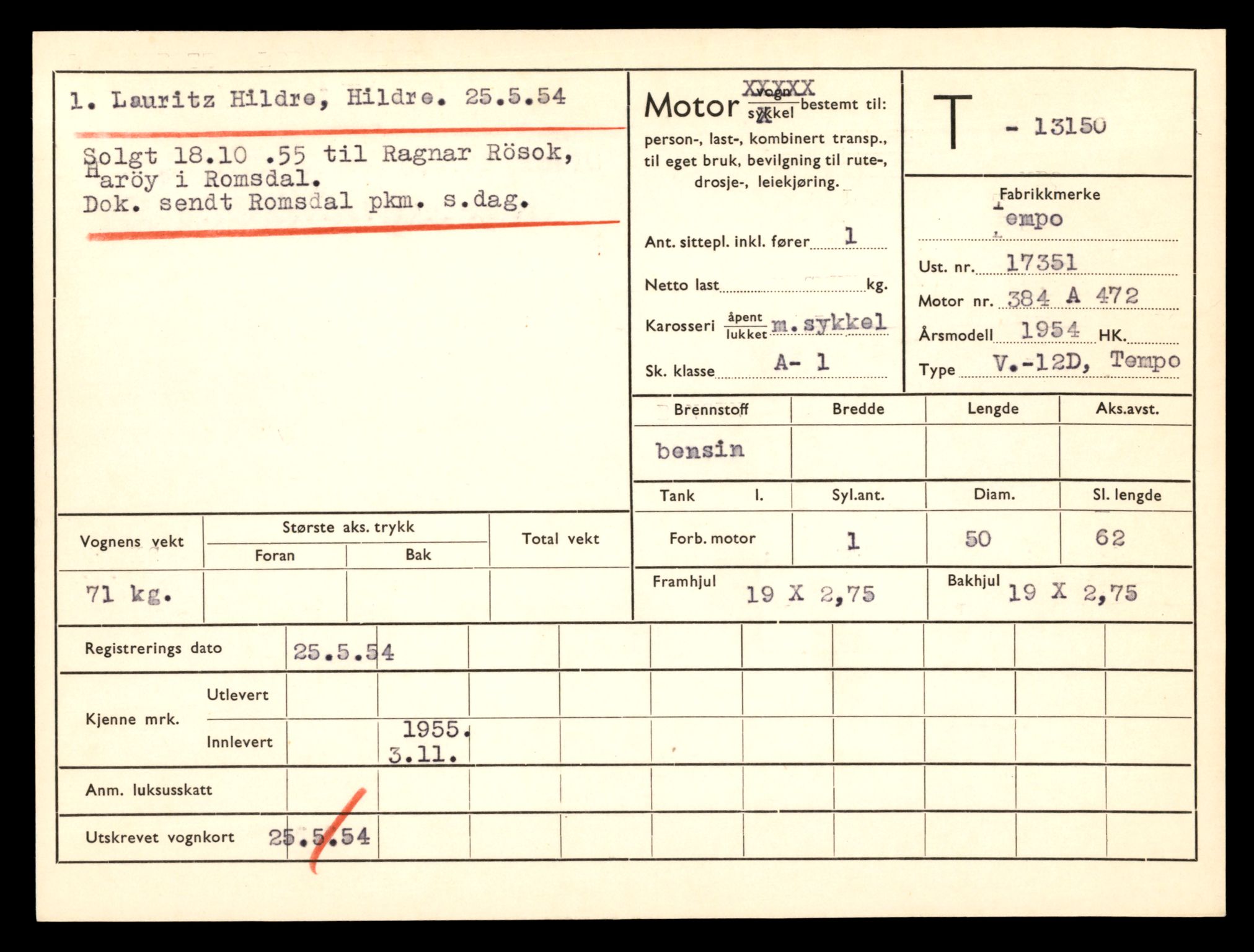 Møre og Romsdal vegkontor - Ålesund trafikkstasjon, AV/SAT-A-4099/F/Fe/L0037: Registreringskort for kjøretøy T 13031 - T 13179, 1927-1998, s. 2353