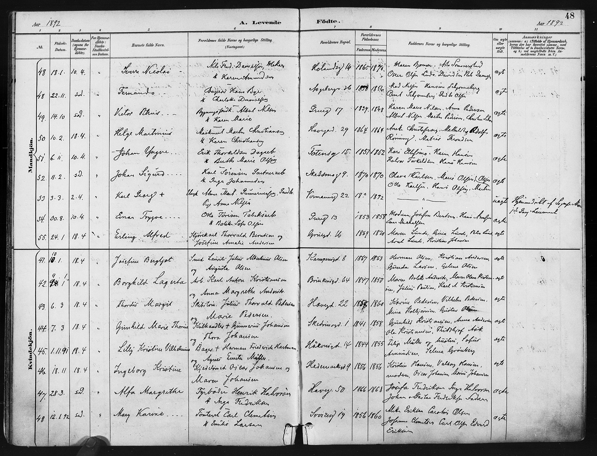 Kampen prestekontor Kirkebøker, AV/SAO-A-10853/F/Fa/L0005: Ministerialbok nr. I 5, 1890-1902, s. 48
