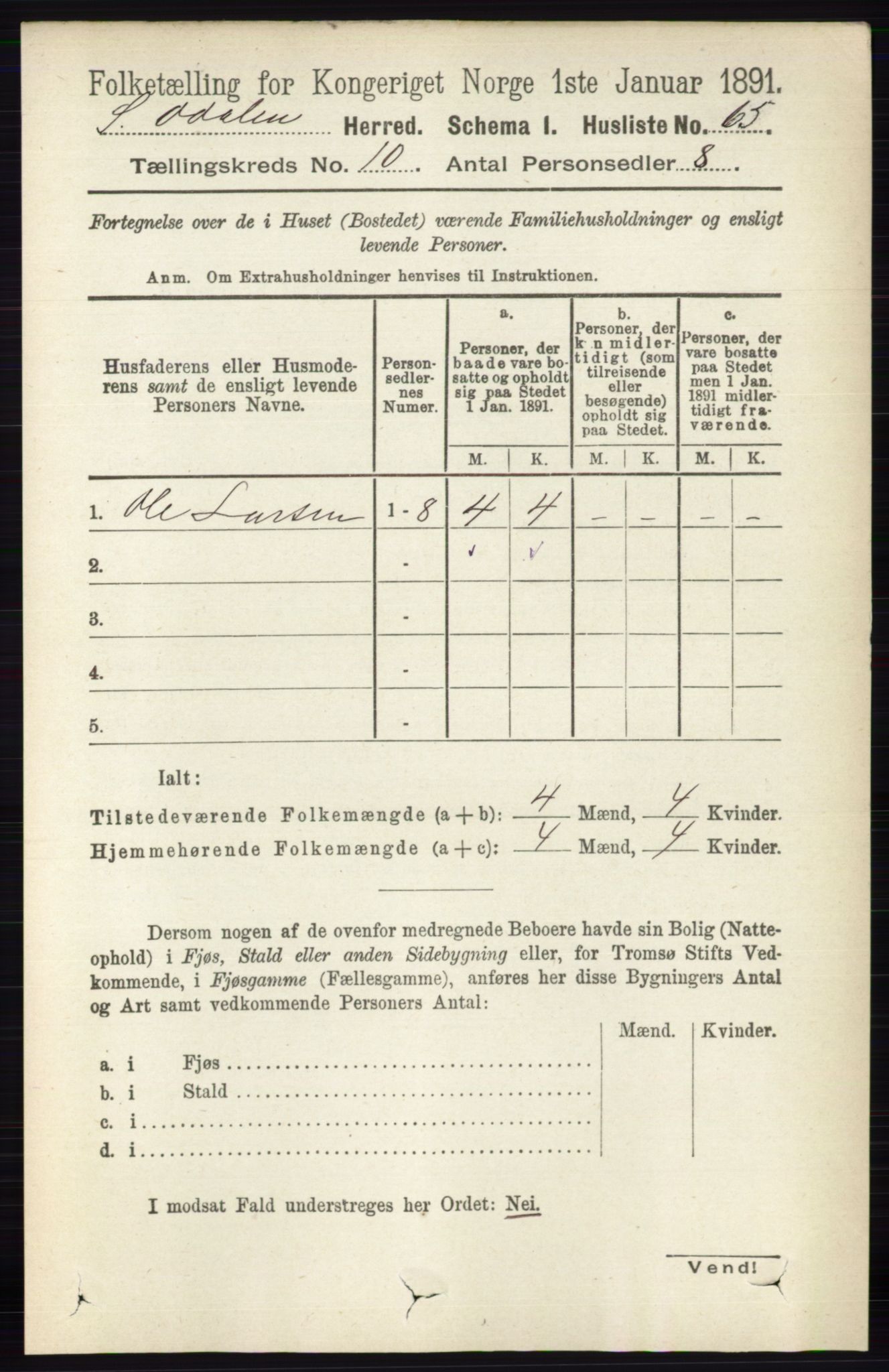 RA, Folketelling 1891 for 0419 Sør-Odal herred, 1891, s. 4353