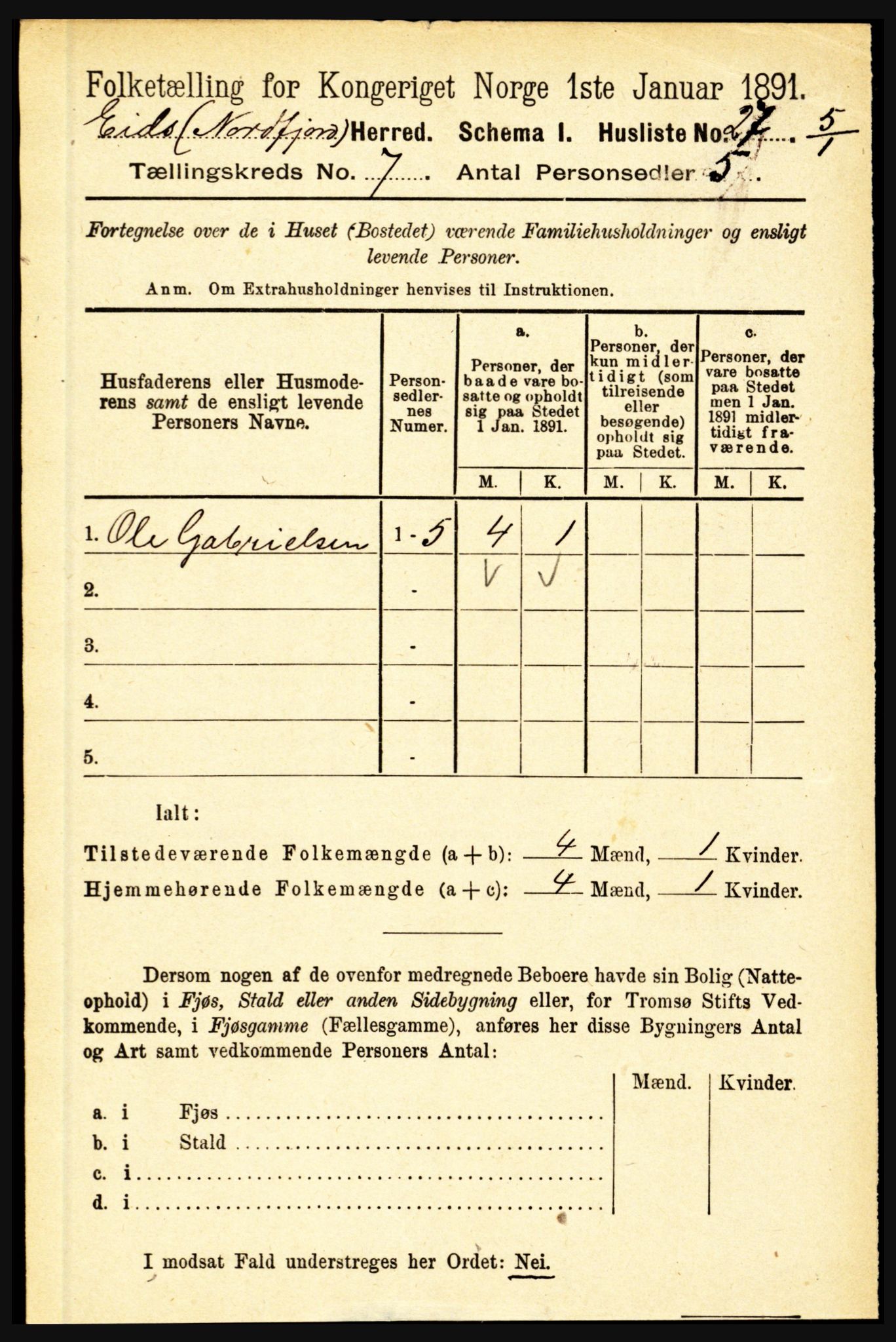 RA, Folketelling 1891 for 1443 Eid herred, 1891, s. 1781