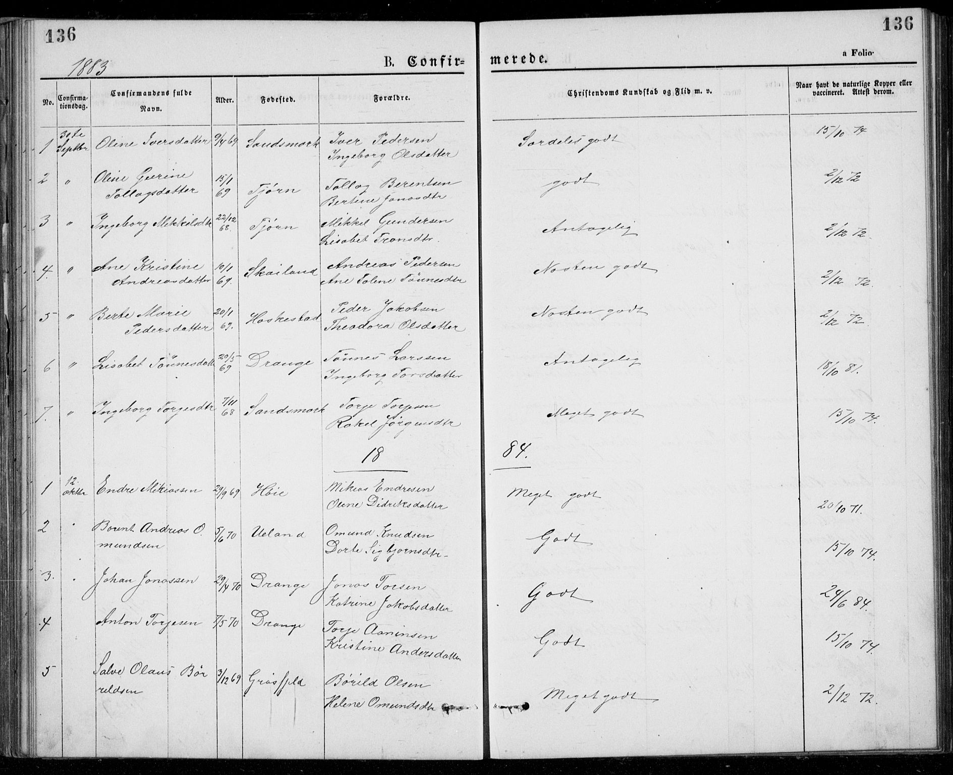 Lund sokneprestkontor, AV/SAST-A-101809/S07/L0005: Klokkerbok nr. B 5, 1875-1889, s. 136