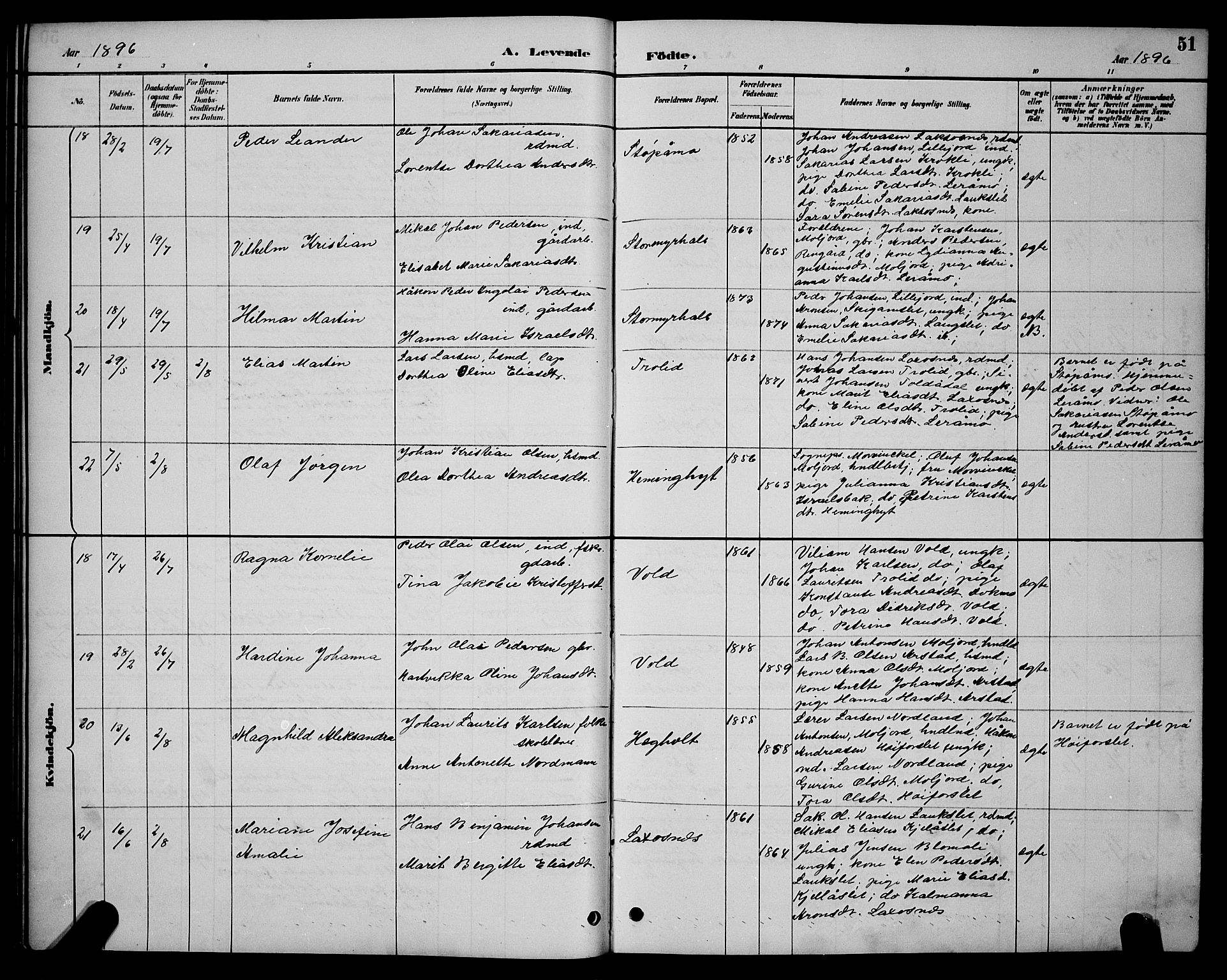 Ministerialprotokoller, klokkerbøker og fødselsregistre - Nordland, AV/SAT-A-1459/846/L0654: Klokkerbok nr. 846C04, 1887-1901, s. 51