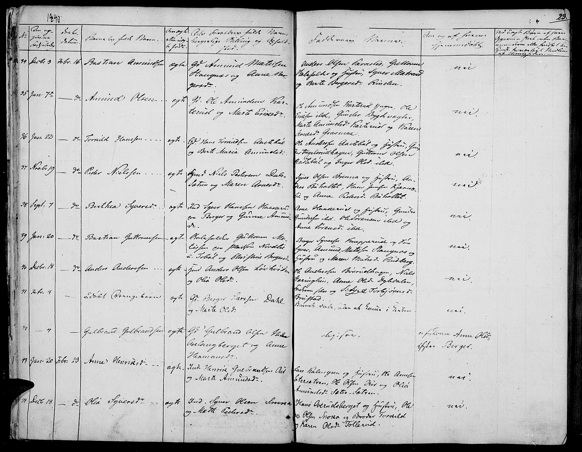 Vinger prestekontor, AV/SAH-PREST-024/H/Ha/Haa/L0008: Ministerialbok nr. 8, 1839-1847, s. 23