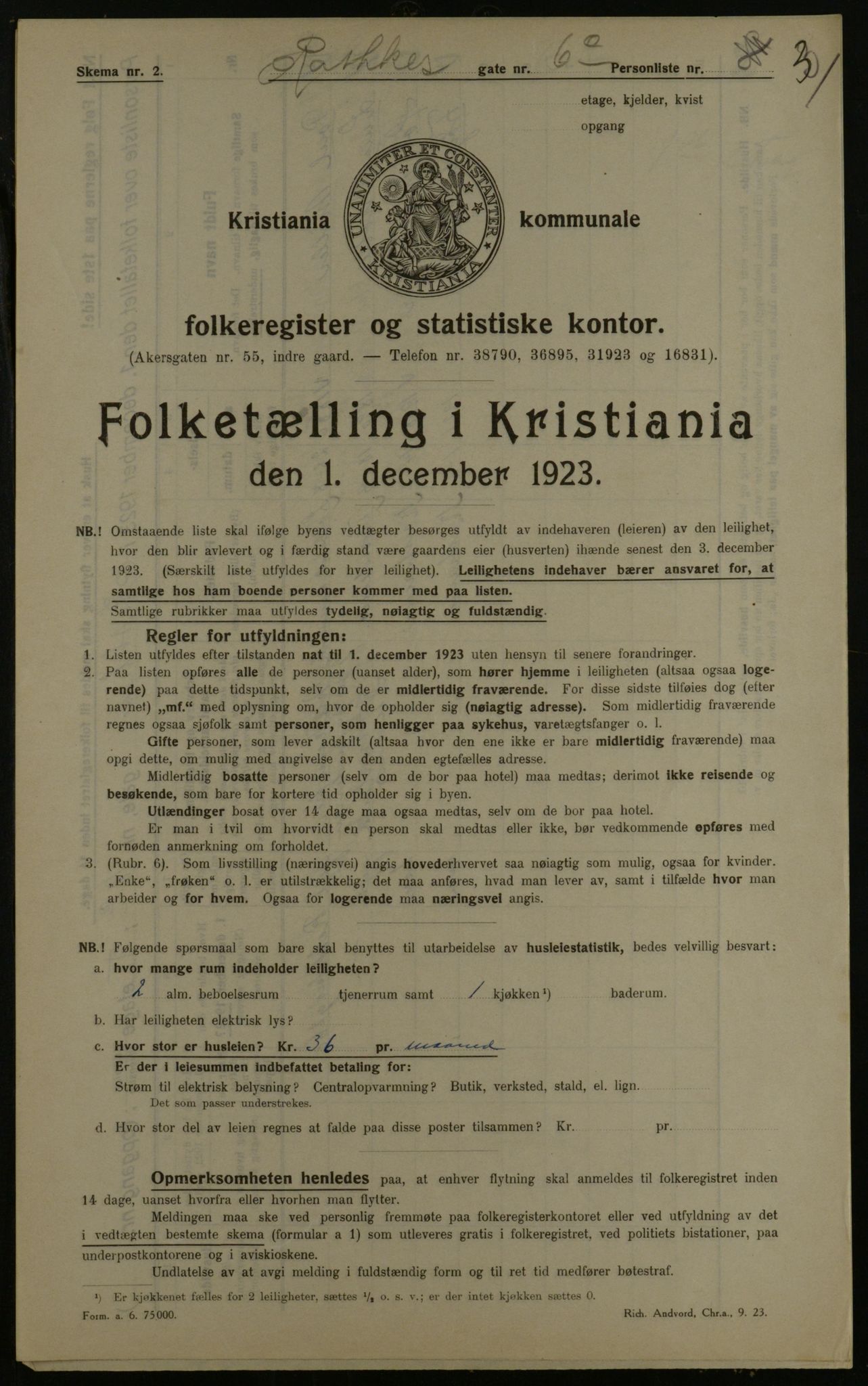 OBA, Kommunal folketelling 1.12.1923 for Kristiania, 1923, s. 90892