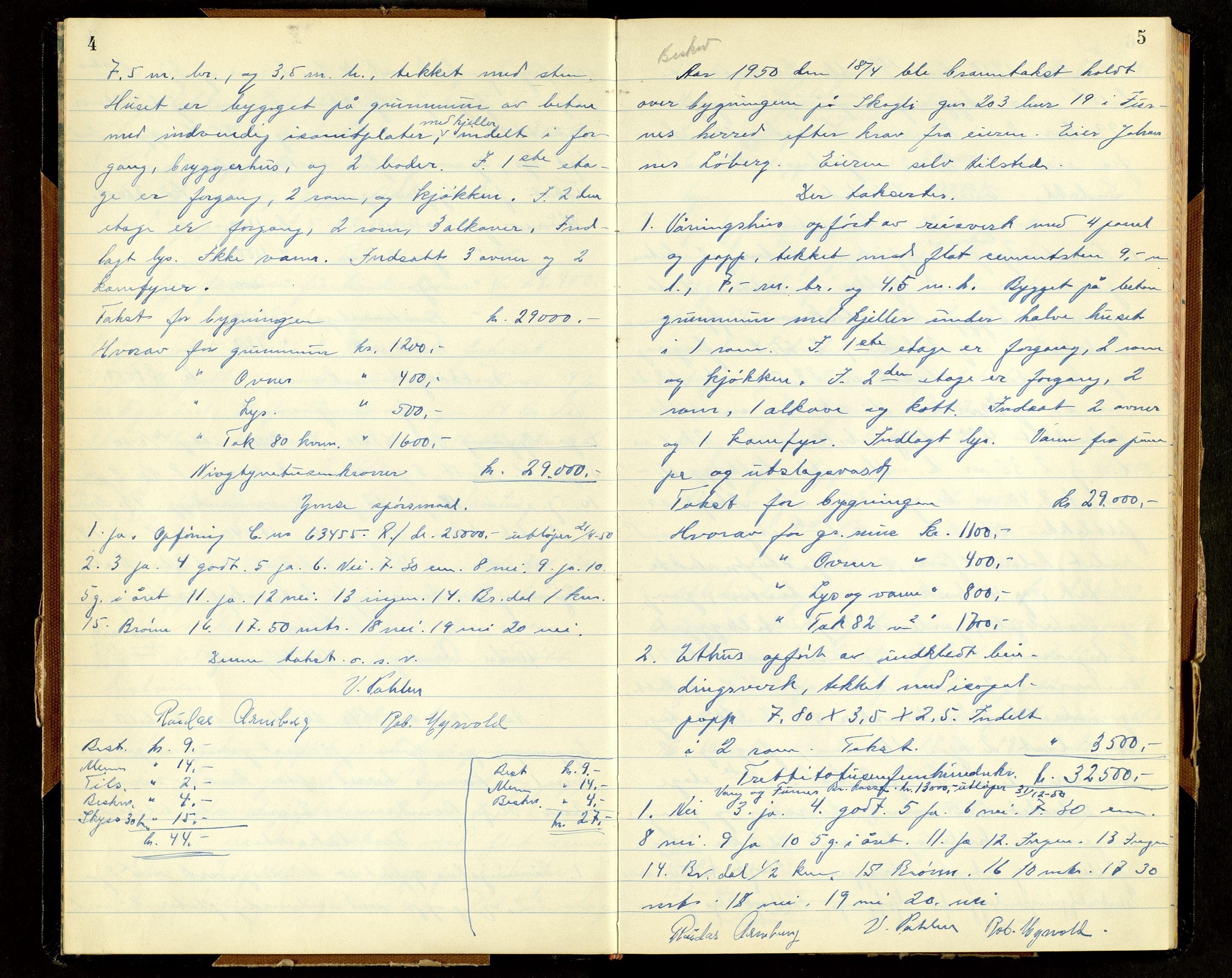 Norges Brannkasse, Furnes, AV/SAH-NBRANF-004/F/L0005: Branntakstprotokoll, 1950-1958, s. 4-5