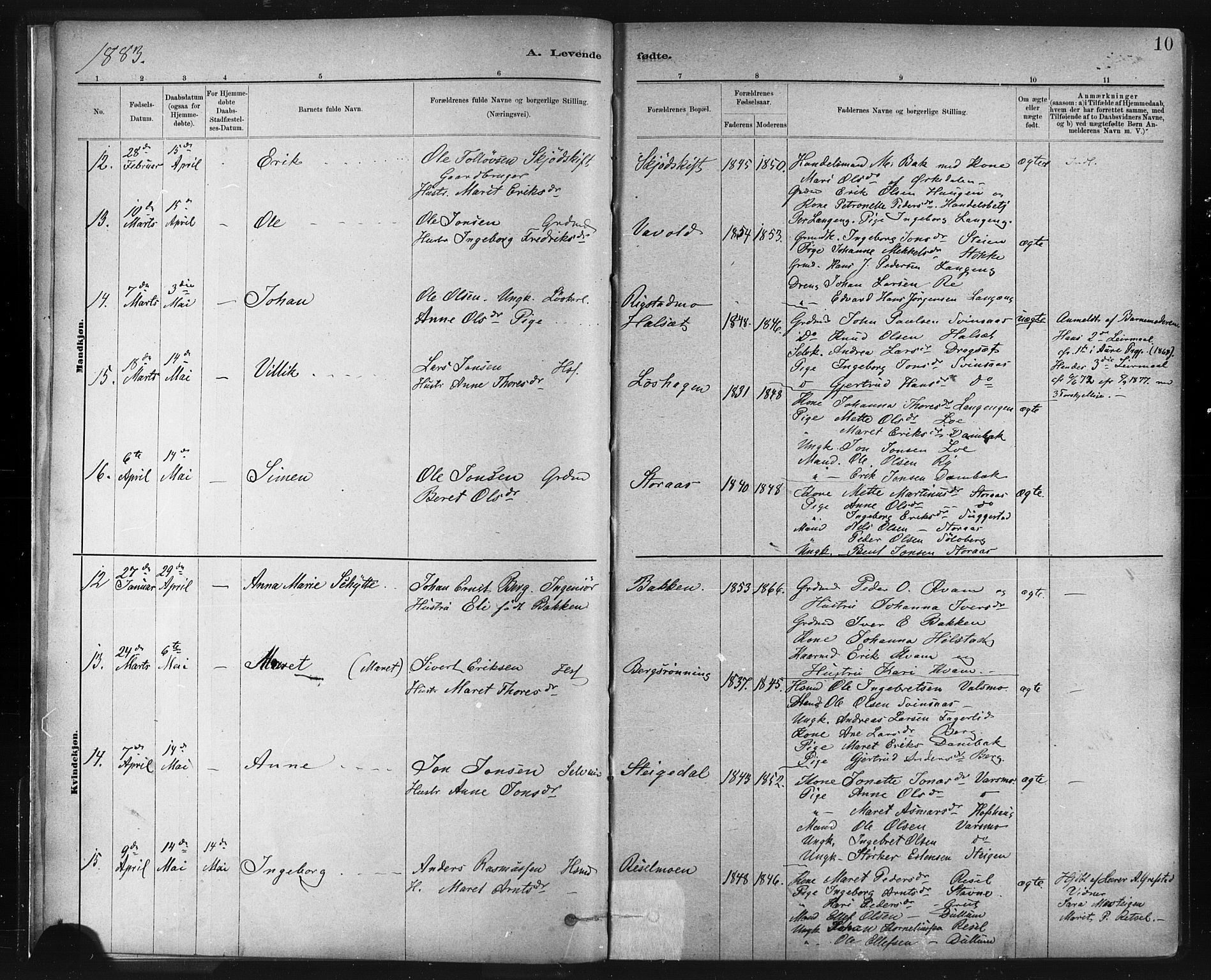 Ministerialprotokoller, klokkerbøker og fødselsregistre - Sør-Trøndelag, SAT/A-1456/672/L0857: Ministerialbok nr. 672A09, 1882-1893, s. 10