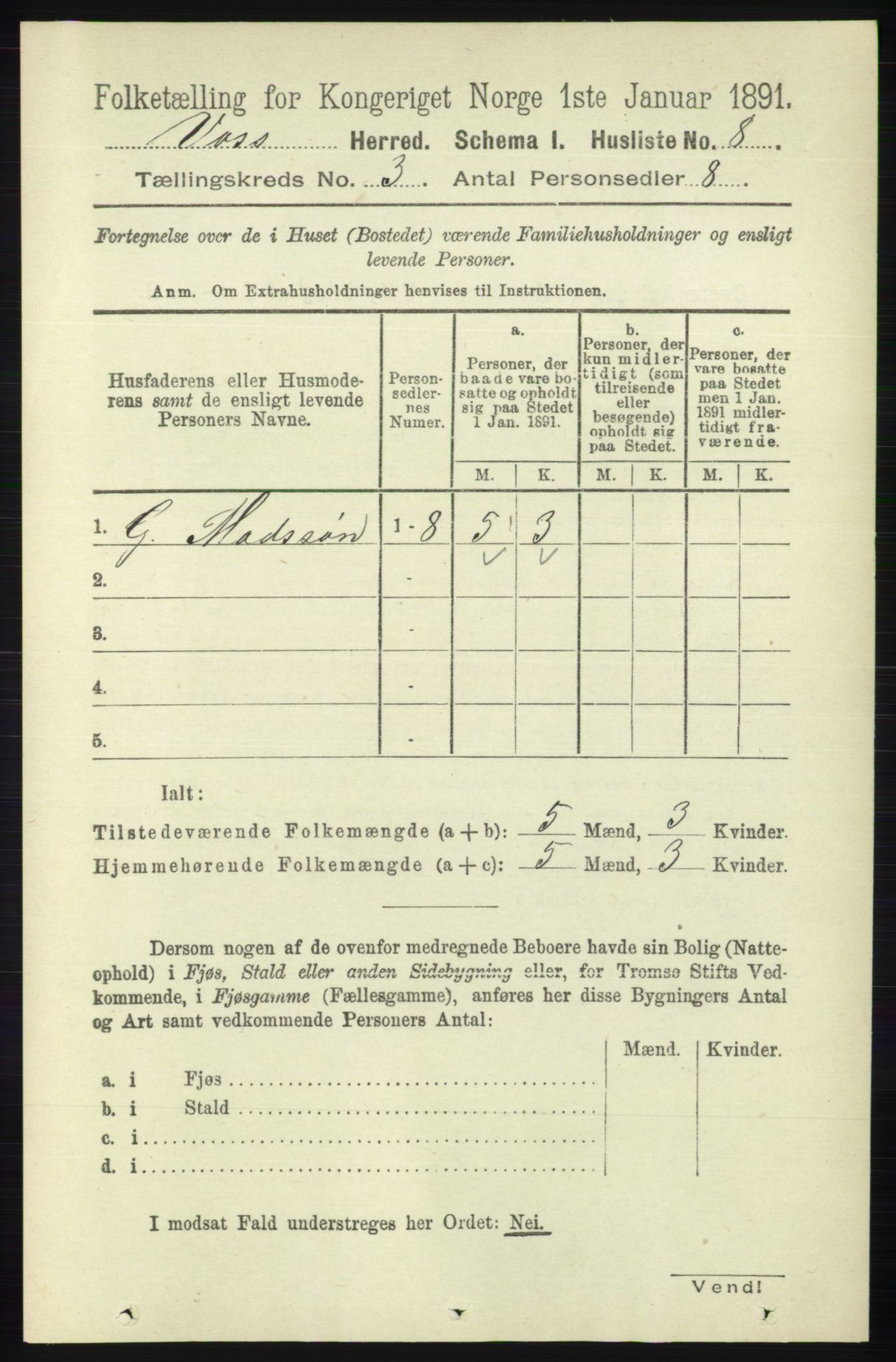 RA, Folketelling 1891 for 1235 Voss herred, 1891, s. 1140