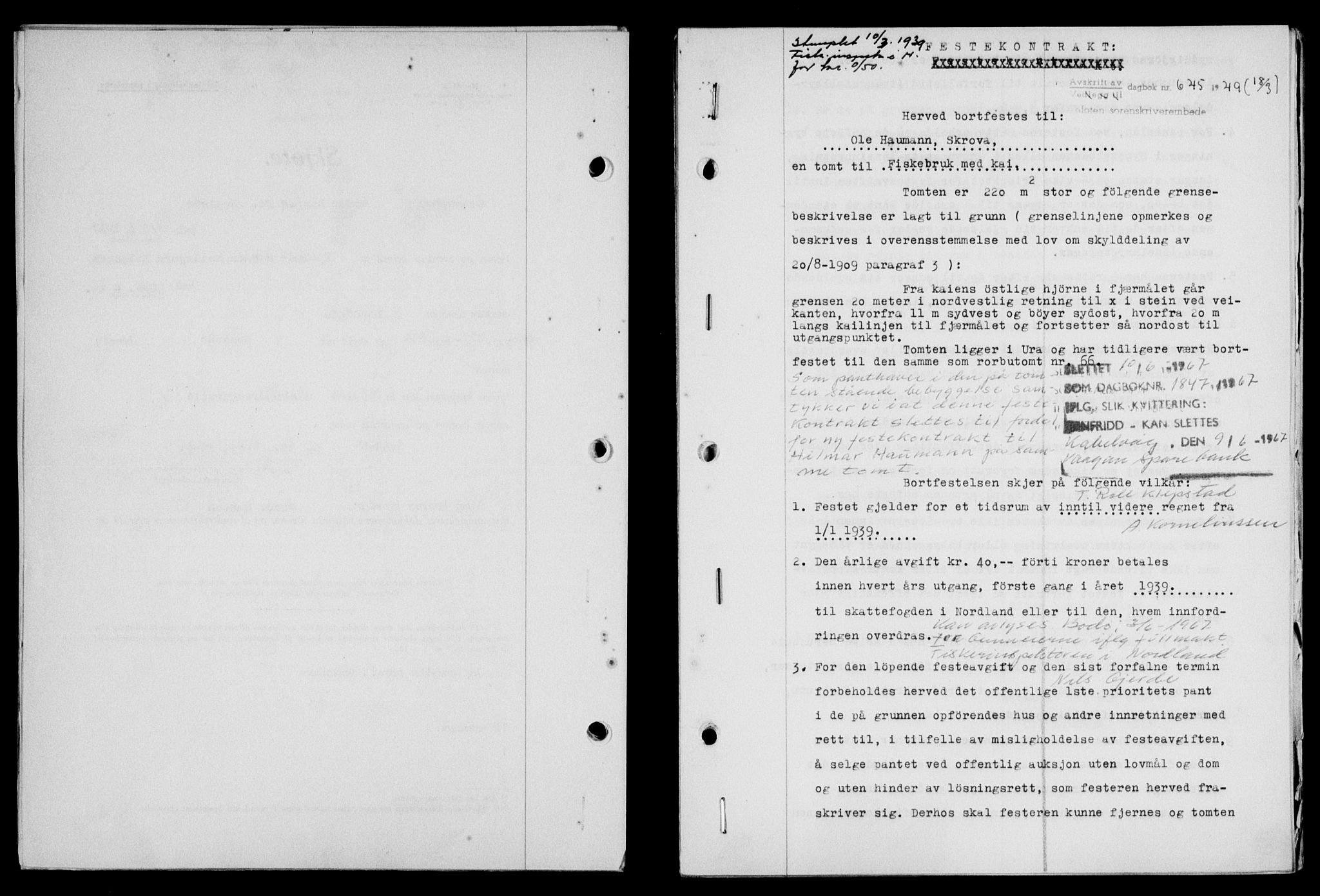 Lofoten sorenskriveri, SAT/A-0017/1/2/2C/L0020a: Pantebok nr. 20a, 1948-1949, Dagboknr: 645/1949
