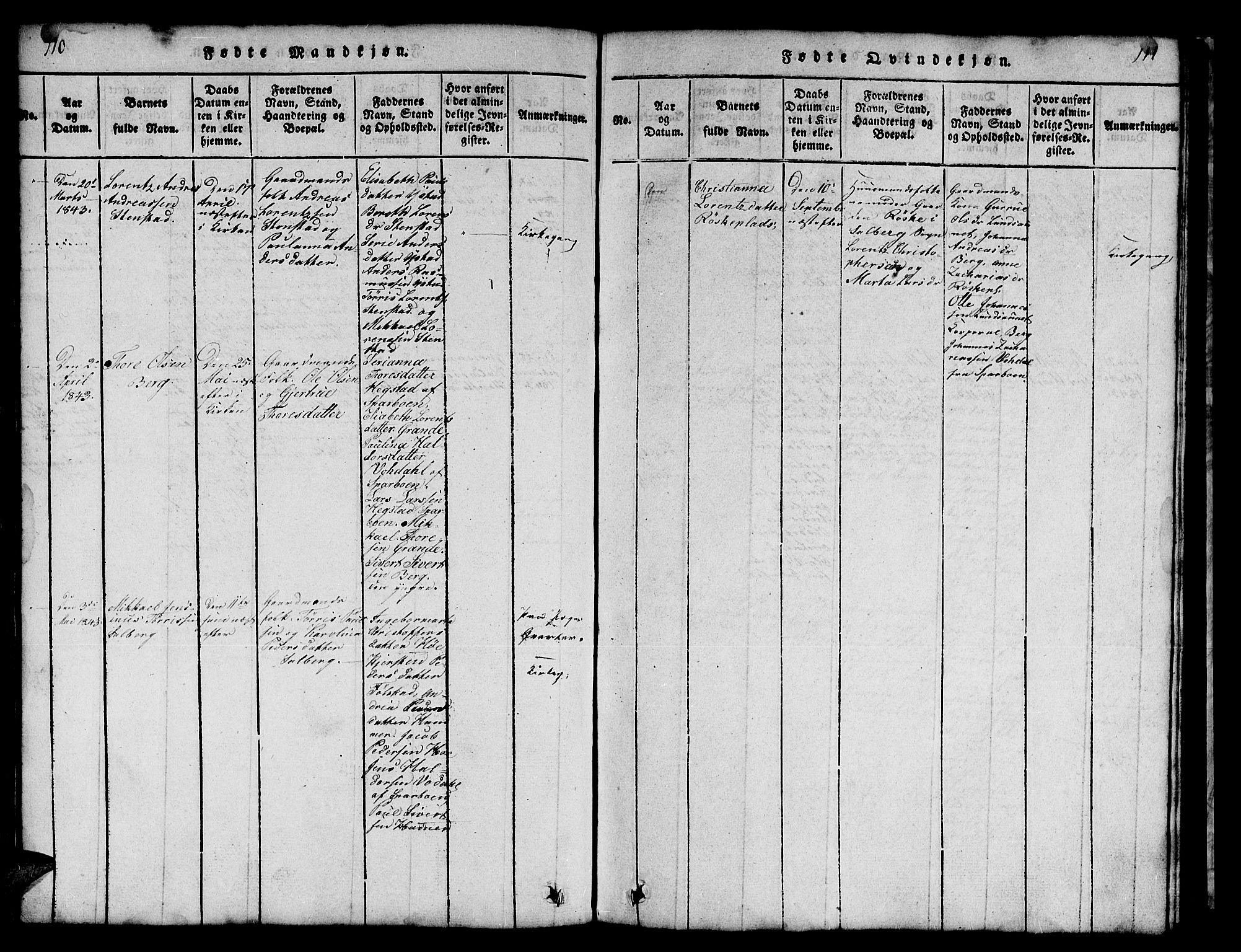 Ministerialprotokoller, klokkerbøker og fødselsregistre - Nord-Trøndelag, SAT/A-1458/731/L0310: Klokkerbok nr. 731C01, 1816-1874, s. 110-111