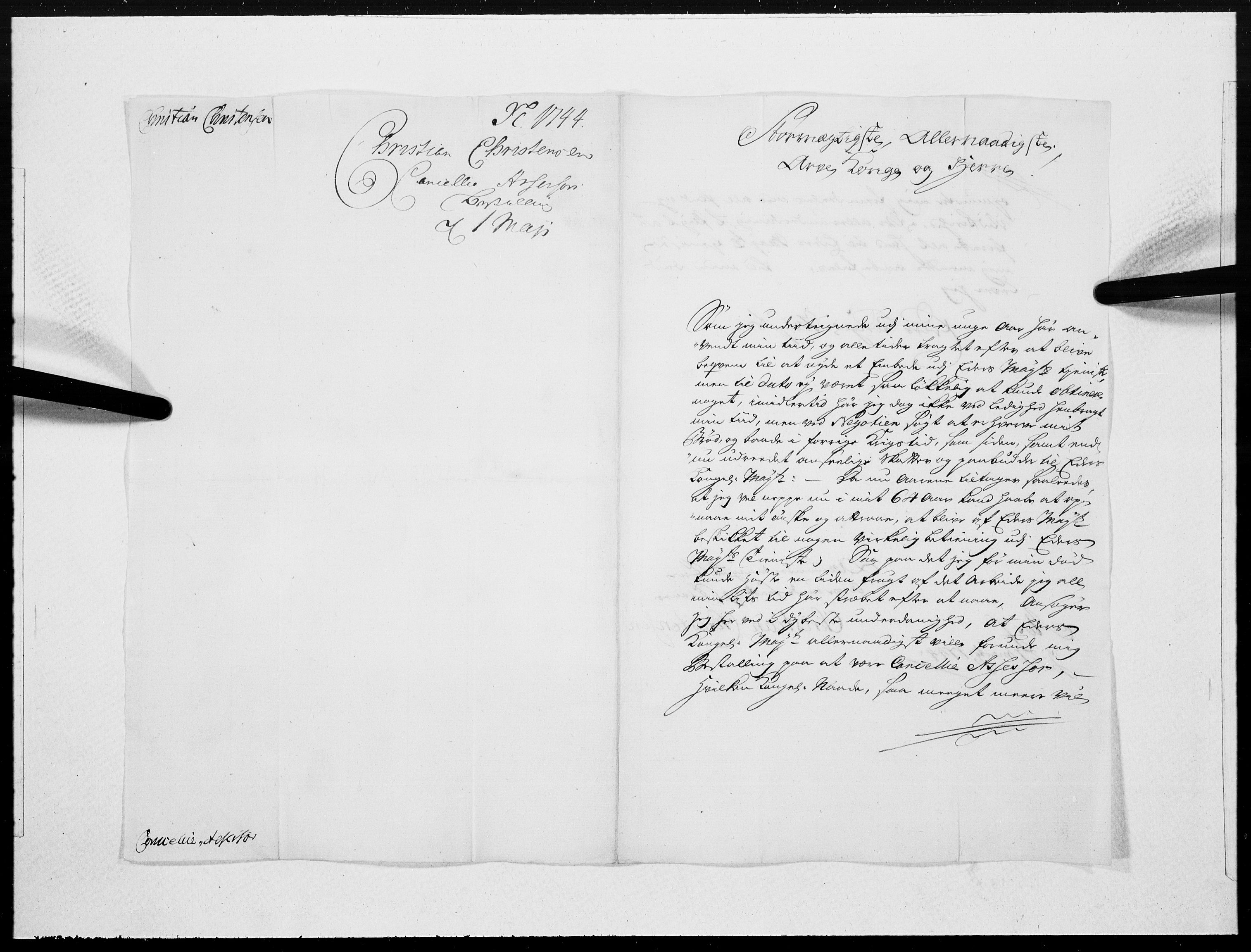 Danske Kanselli 1572-1799, AV/RA-EA-3023/F/Fc/Fcc/Fcca/L0139: Norske innlegg 1572-1799, 1744, s. 361