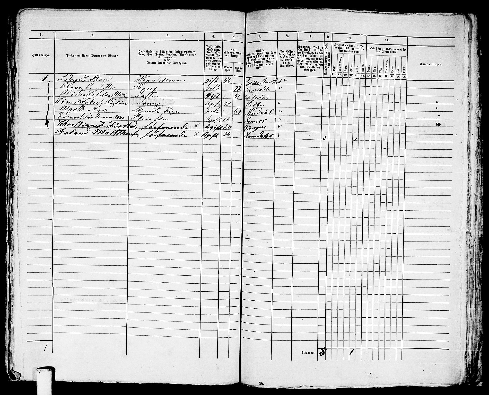 RA, Folketelling 1865 for 1601 Trondheim kjøpstad, 1865, s. 2505