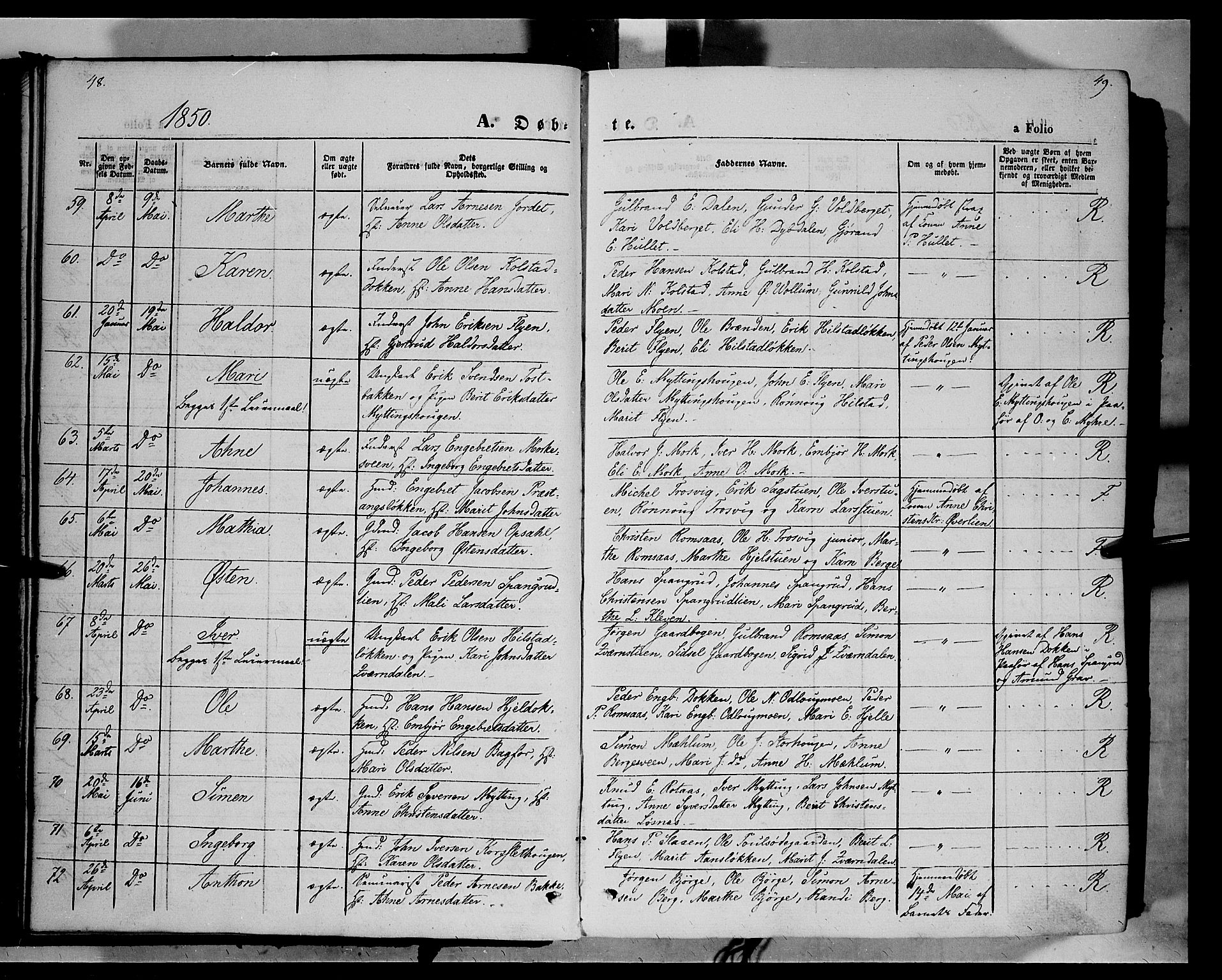 Ringebu prestekontor, AV/SAH-PREST-082/H/Ha/Haa/L0006: Ministerialbok nr. 6, 1848-1859, s. 48-49