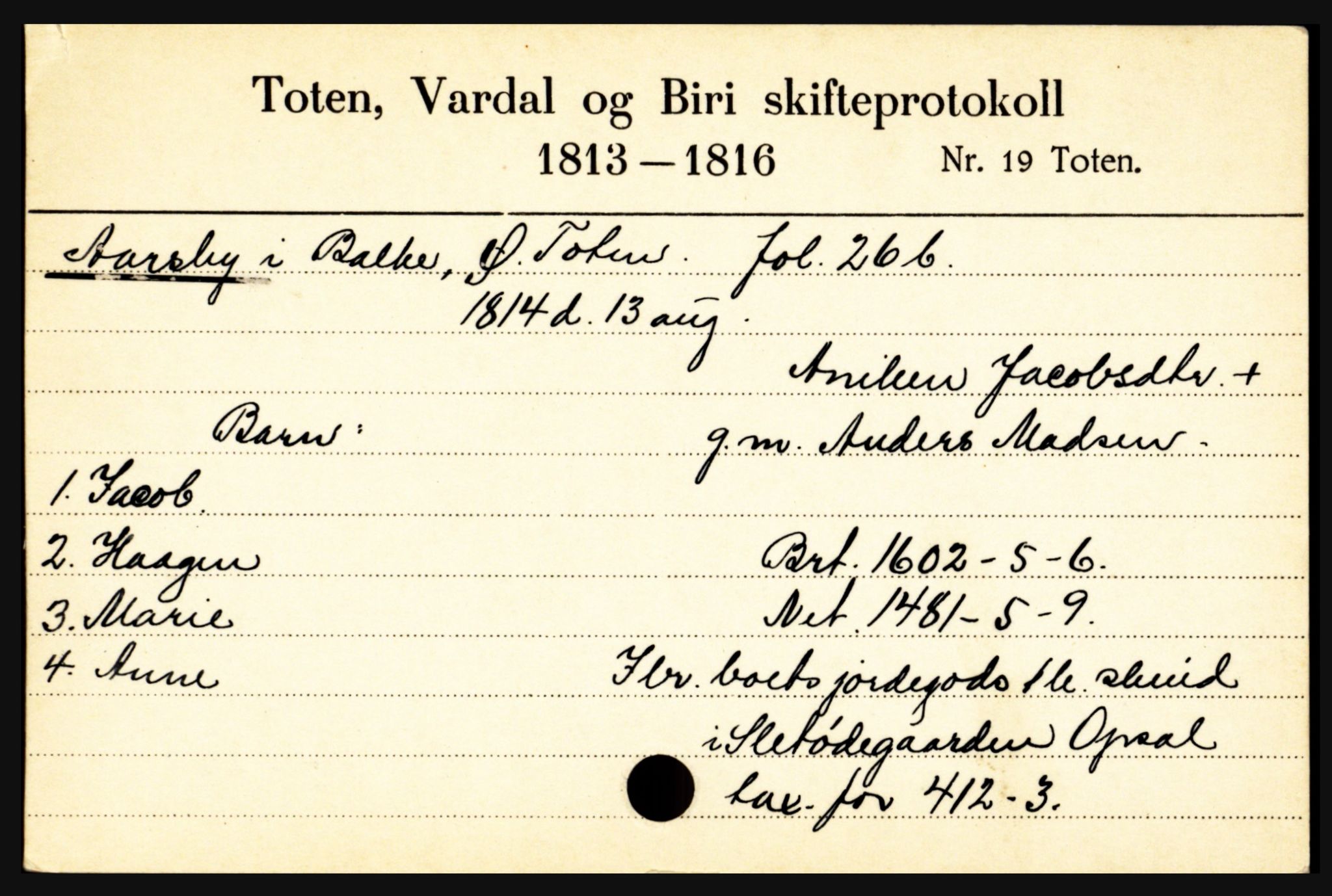 Toten tingrett, SAH/TING-006/J, 1657-1903, s. 23235