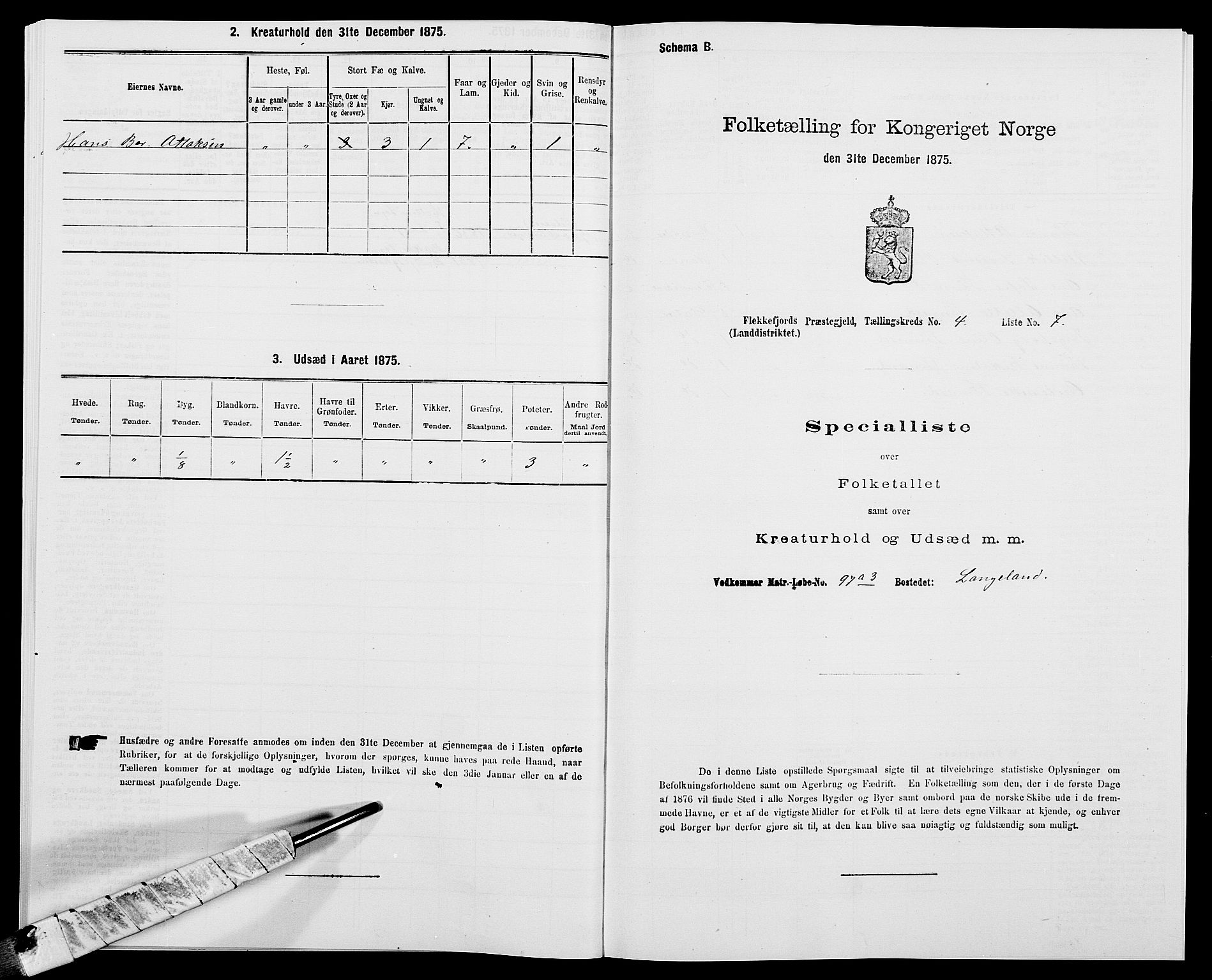 SAK, Folketelling 1875 for 1042L Flekkefjord prestegjeld, Nes sokn og Hidra sokn, 1875, s. 546