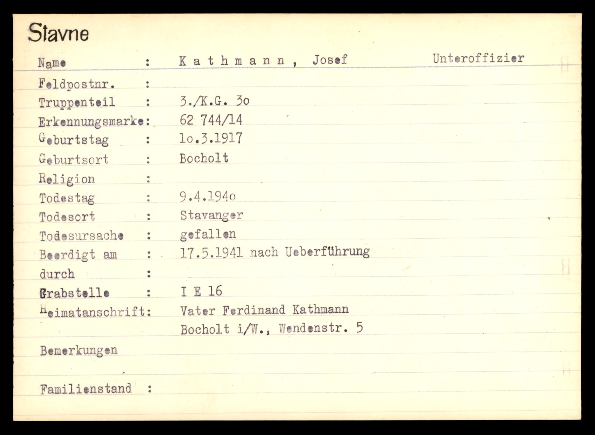 Distriktskontoret for krigsgraver, AV/SAT-A-5030/E/L0003: Kasett/kartotek over tysk Krigskirkegård Stavne, 1945, s. 655