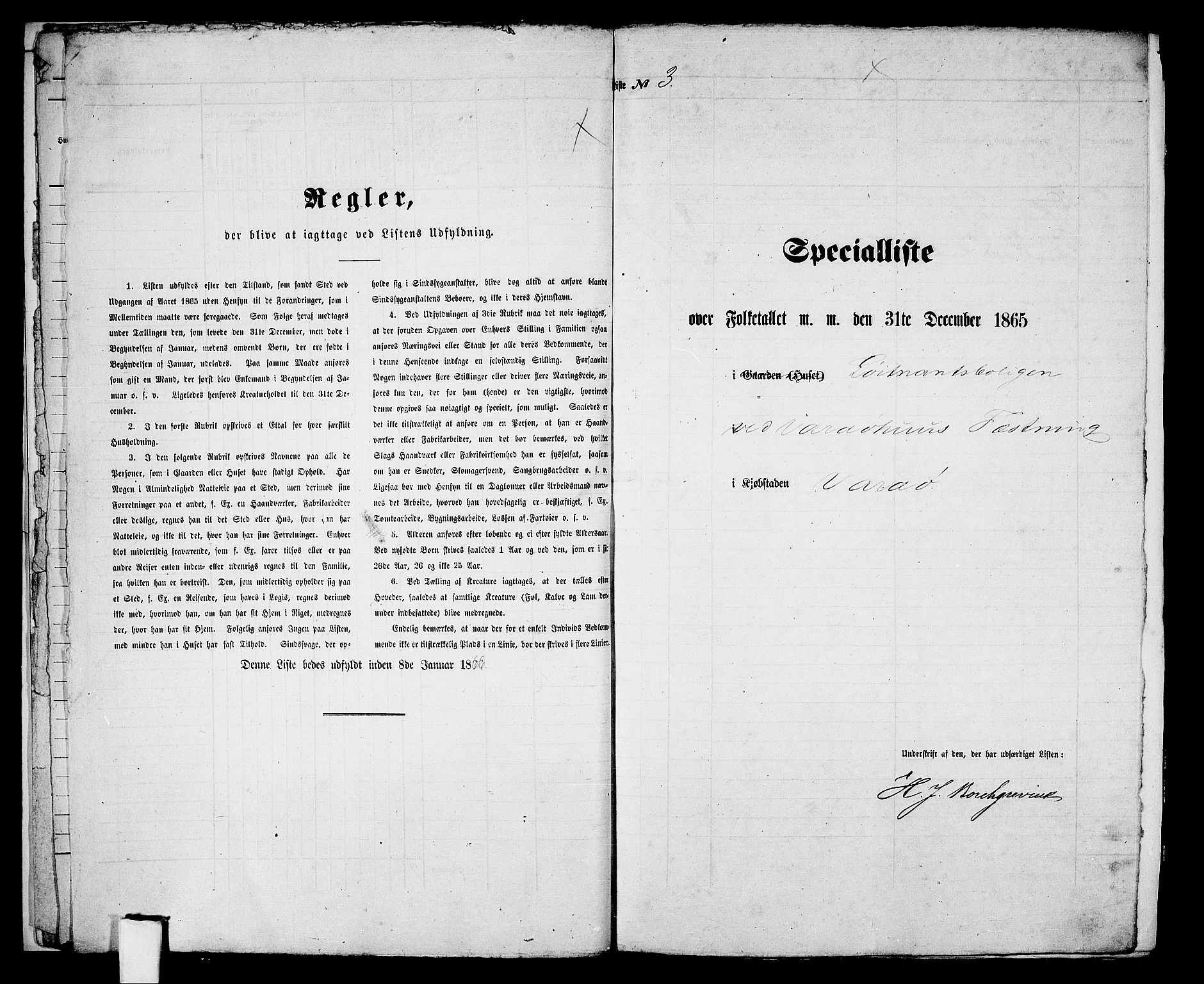 RA, Folketelling 1865 for 2002B Vardø prestegjeld, Vardø kjøpstad, 1865, s. 9