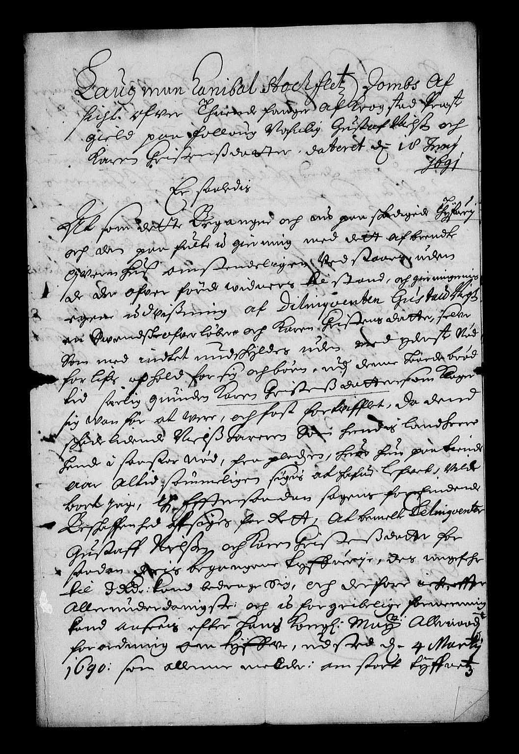 Stattholderembetet 1572-1771, RA/EA-2870/Af/L0004: Avskrifter av vedlegg til originale supplikker, nummerert i samsvar med supplikkbøkene, 1691-1694, s. 280