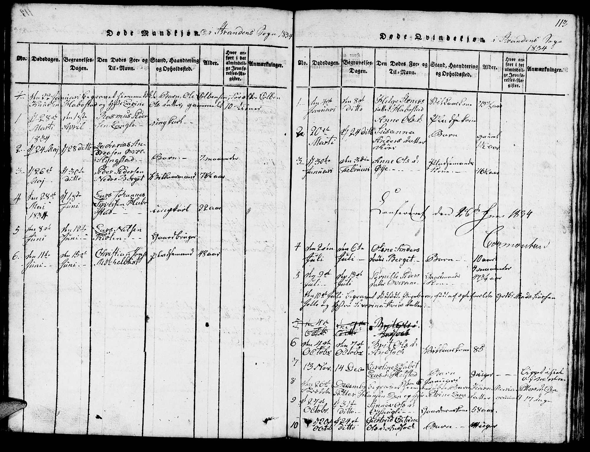 Ministerialprotokoller, klokkerbøker og fødselsregistre - Møre og Romsdal, AV/SAT-A-1454/520/L0289: Klokkerbok nr. 520C01, 1817-1837, s. 113