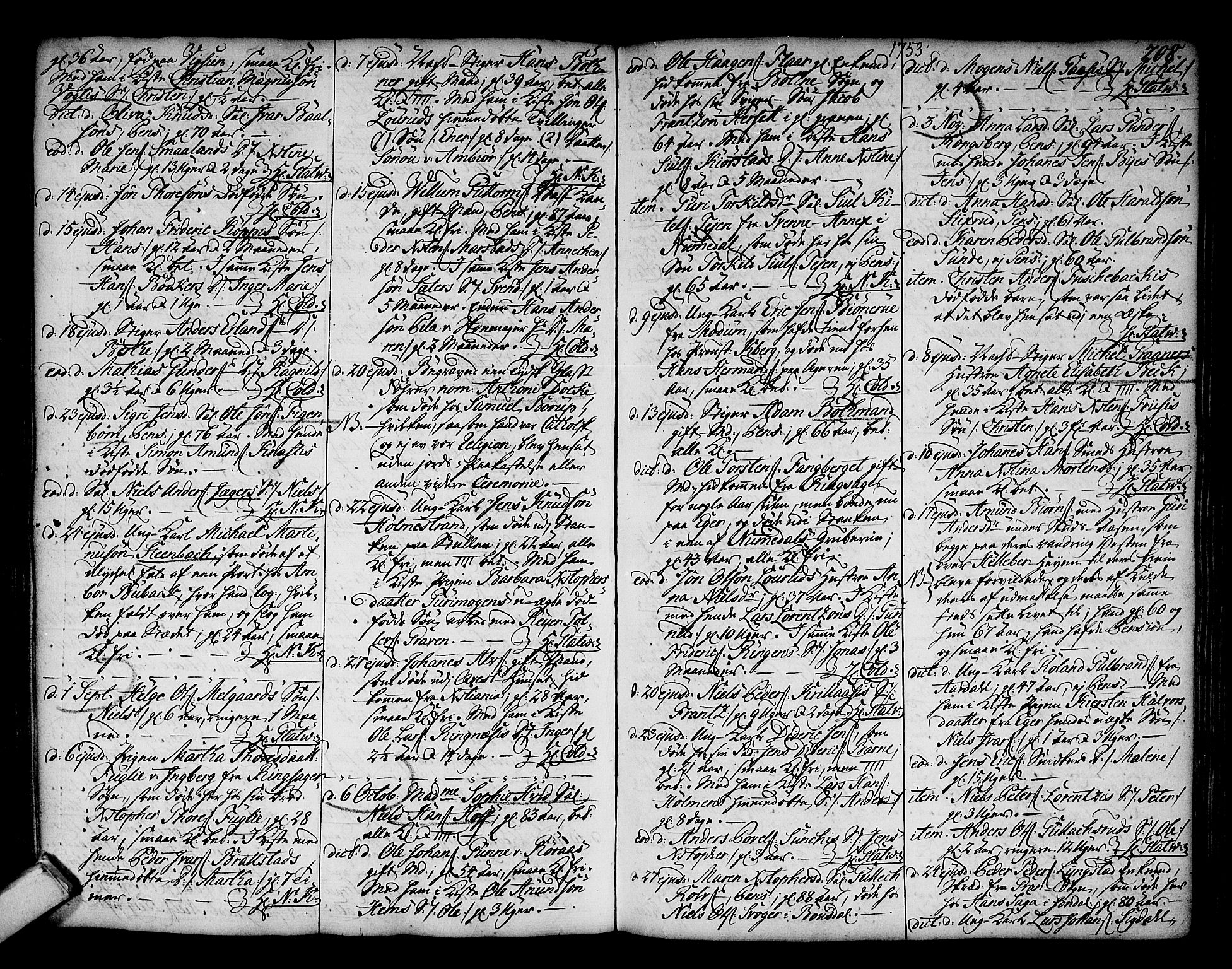 Kongsberg kirkebøker, SAKO/A-22/F/Fa/L0003: Ministerialbok nr. I 3, 1744-1755, s. 208
