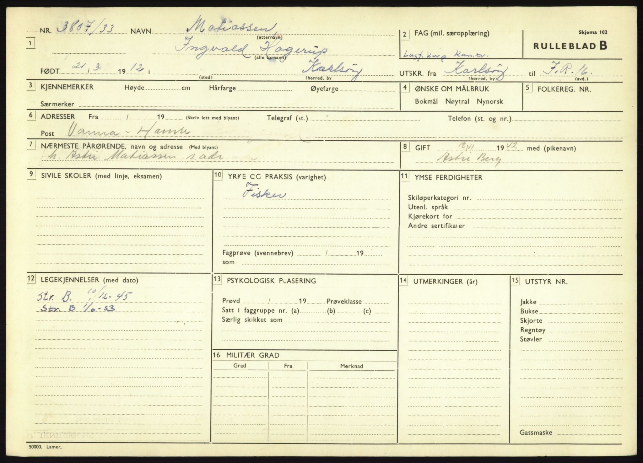 Forsvaret, Troms infanteriregiment nr. 16, AV/RA-RAFA-3146/P/Pa/L0017: Rulleblad for regimentets menige mannskaper, årsklasse 1933, 1933, s. 795