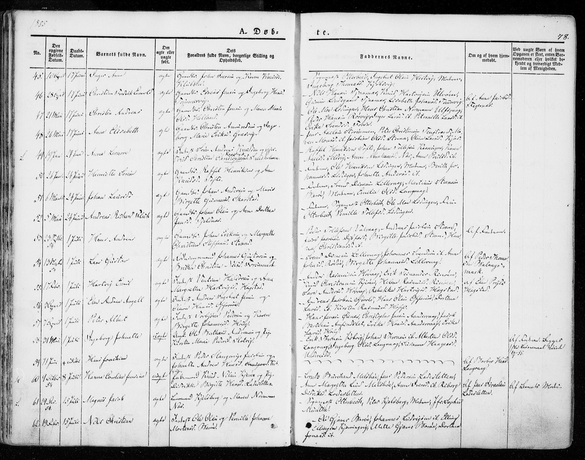 Ministerialprotokoller, klokkerbøker og fødselsregistre - Nordland, AV/SAT-A-1459/872/L1033: Ministerialbok nr. 872A08, 1840-1863, s. 78