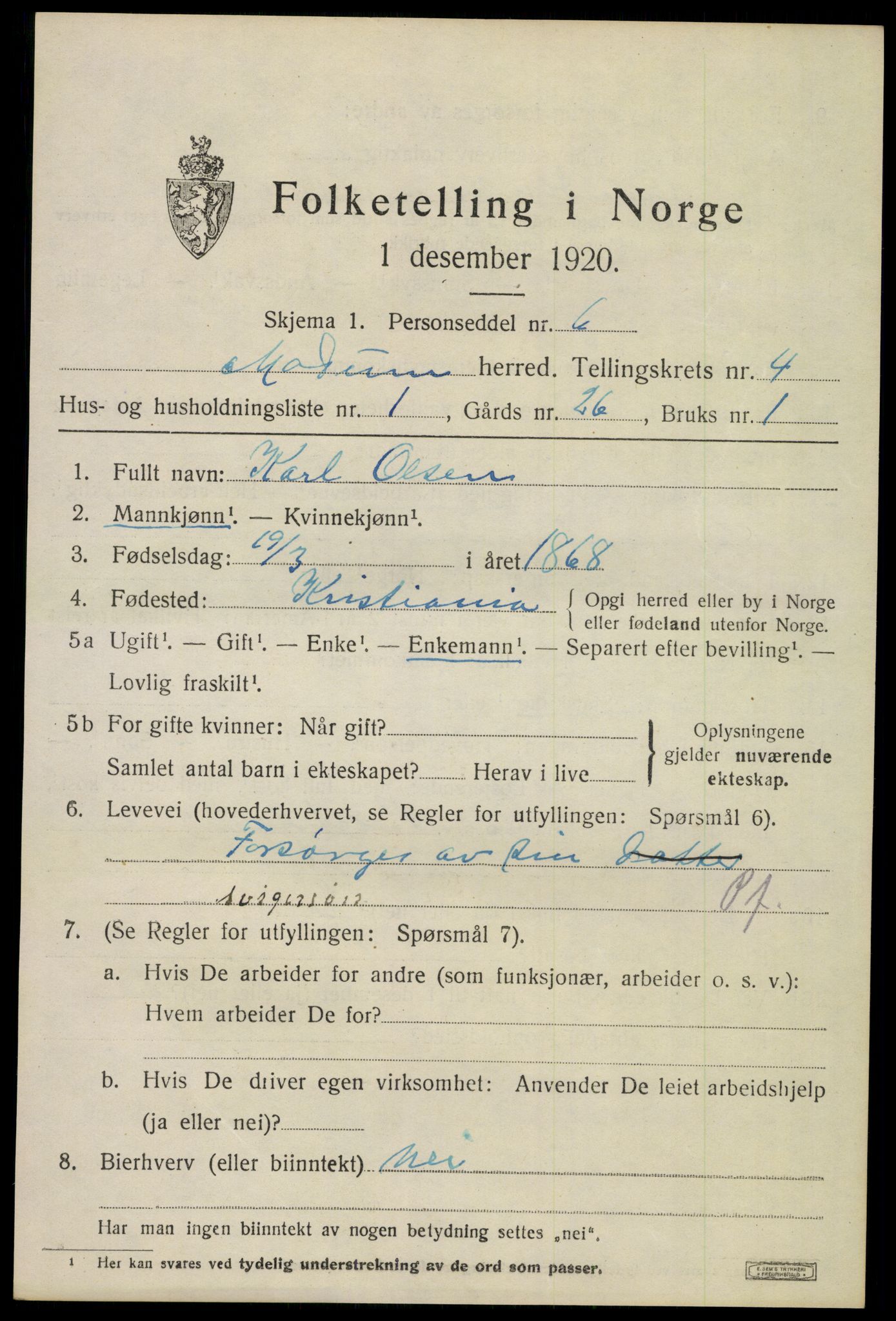 SAKO, Folketelling 1920 for 0623 Modum herred, 1920, s. 5295