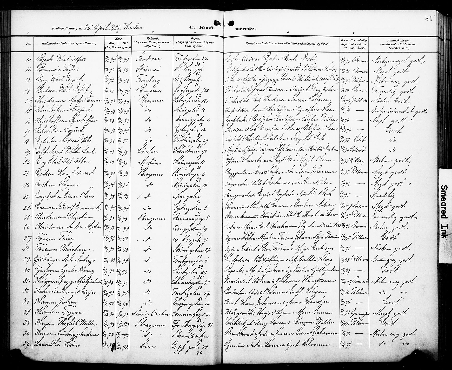 Bragernes kirkebøker, AV/SAKO-A-6/F/Fc/L0007: Ministerialbok nr. III 7, 1898-1909, s. 81