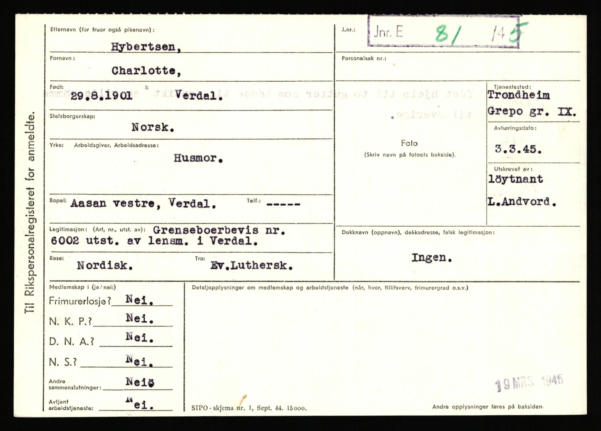 Statspolitiet - Hovedkontoret / Osloavdelingen, AV/RA-S-1329/C/Ca/L0007: Hol - Joelsen, 1943-1945, s. 1560