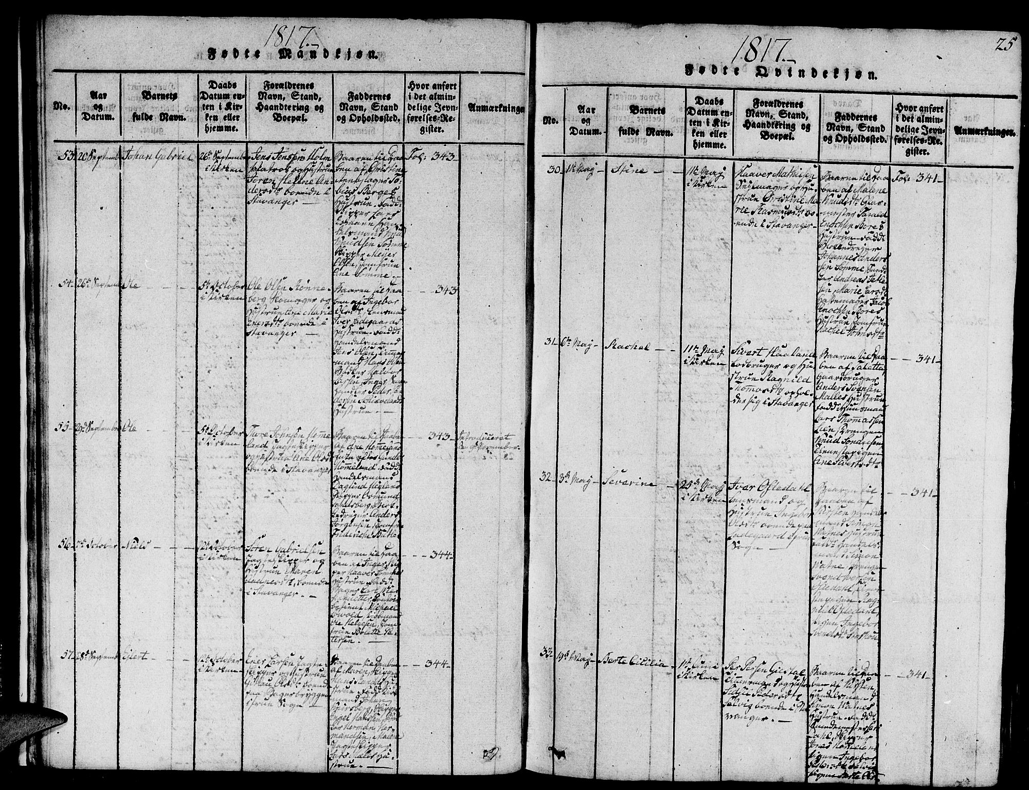 Domkirken sokneprestkontor, AV/SAST-A-101812/001/30/30BA/L0008: Ministerialbok nr. A 8, 1816-1821, s. 25