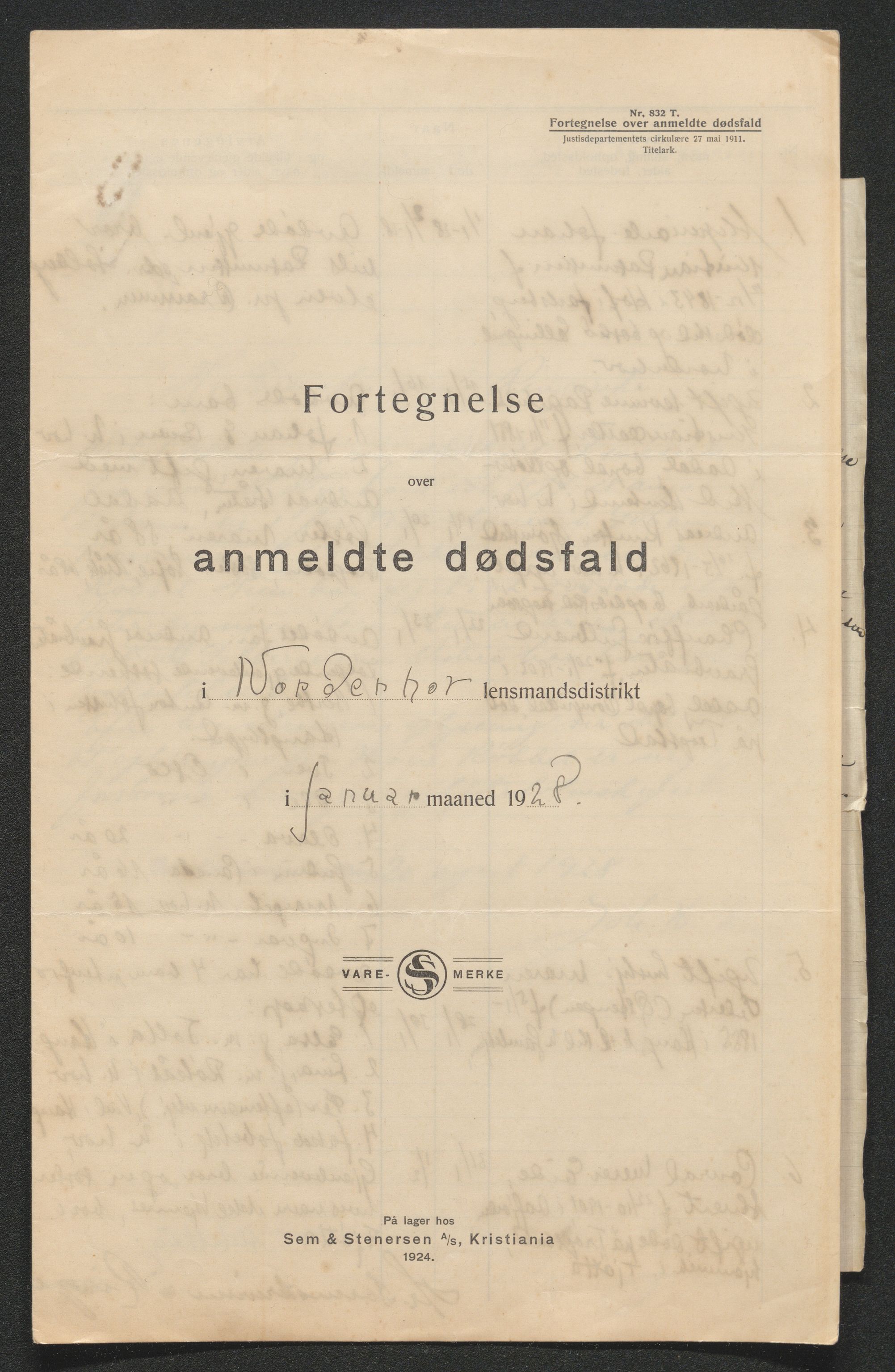 Ringerike sorenskriveri, AV/SAKO-A-105/H/Ha/Hab/L0013: Dødsfallslister Norderhov, 1924-1930