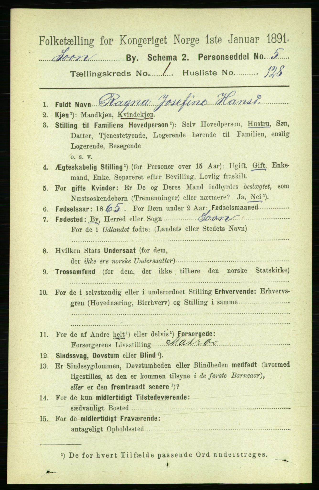 RA, Folketelling 1891 for 0201 Son ladested, 1891, s. 815