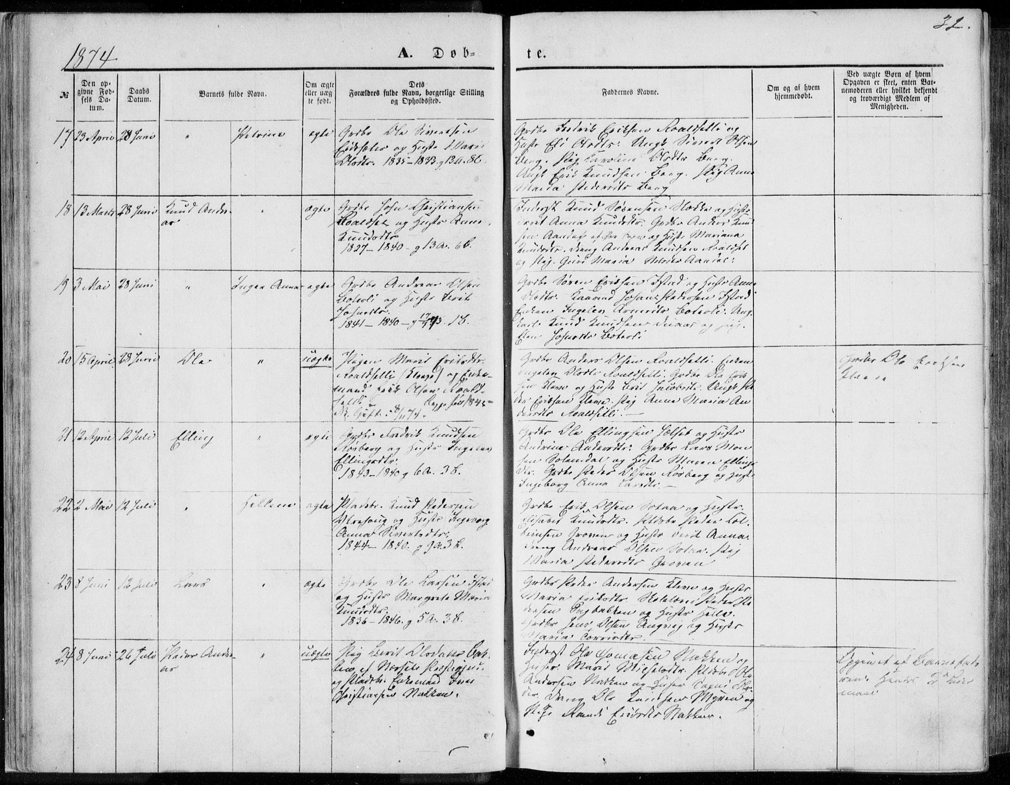 Ministerialprotokoller, klokkerbøker og fødselsregistre - Møre og Romsdal, AV/SAT-A-1454/557/L0681: Ministerialbok nr. 557A03, 1869-1886, s. 32