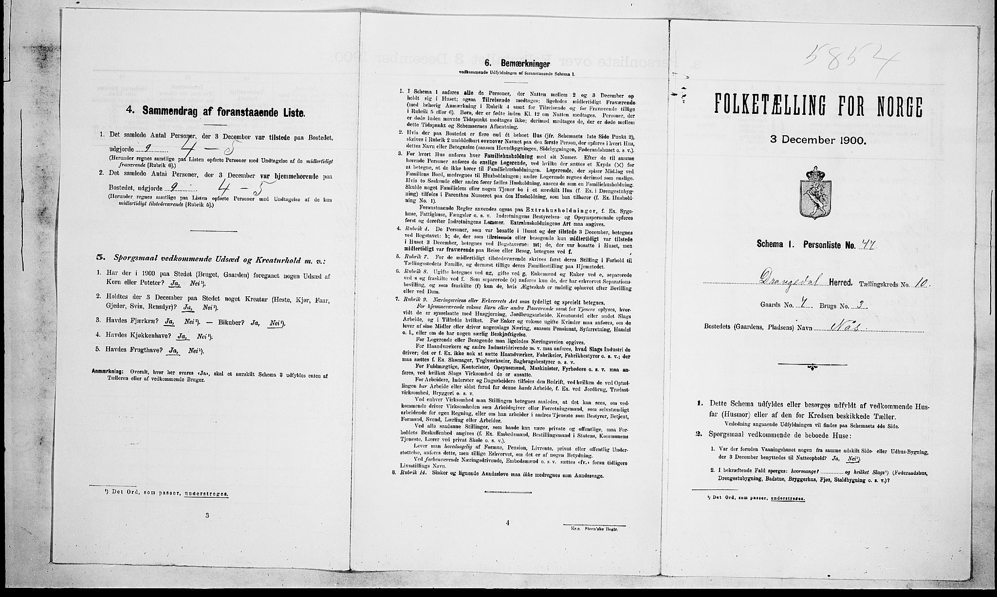 SAKO, Folketelling 1900 for 0817 Drangedal herred, 1900, s. 845