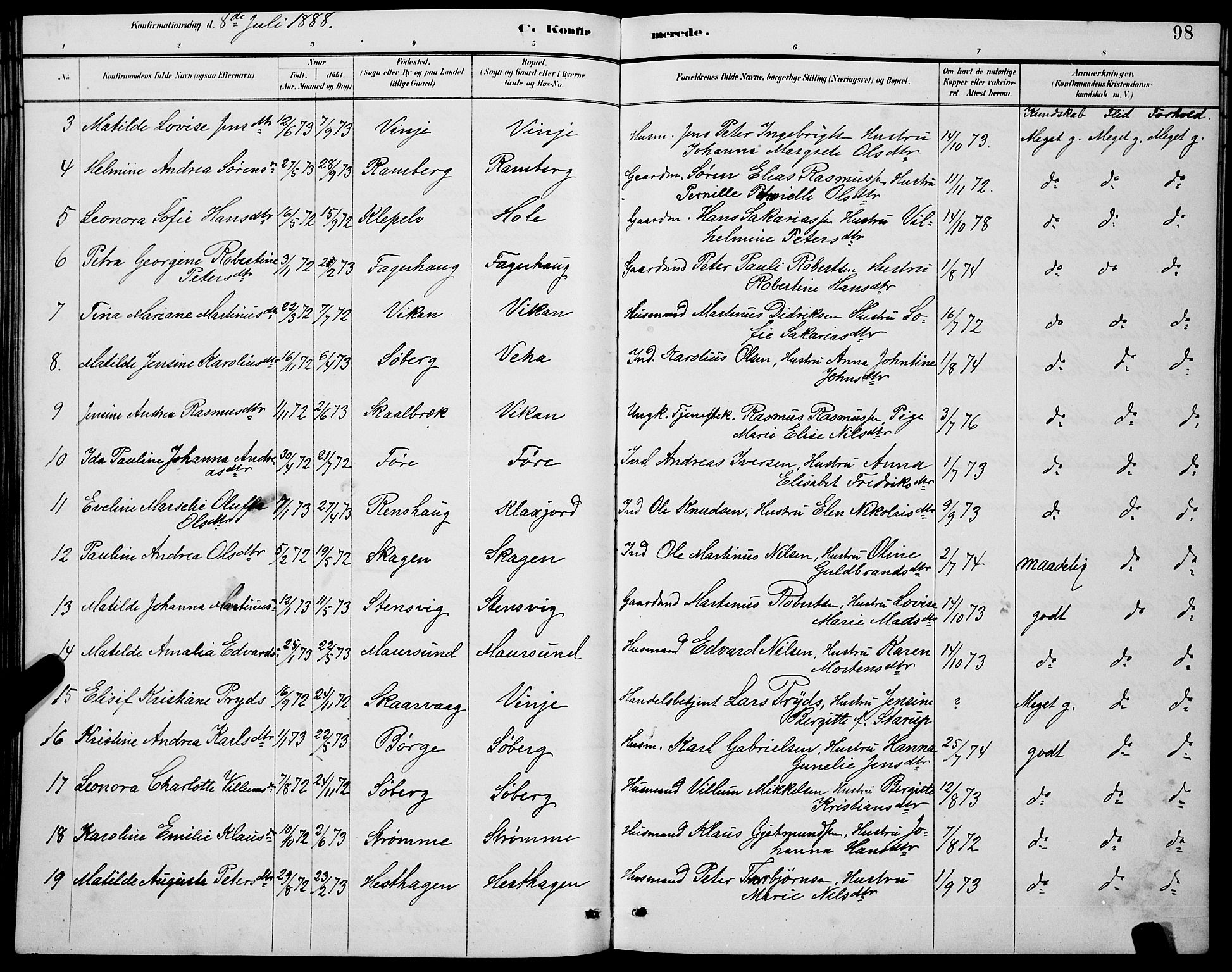 Ministerialprotokoller, klokkerbøker og fødselsregistre - Nordland, SAT/A-1459/891/L1315: Klokkerbok nr. 891C04, 1886-1893, s. 98