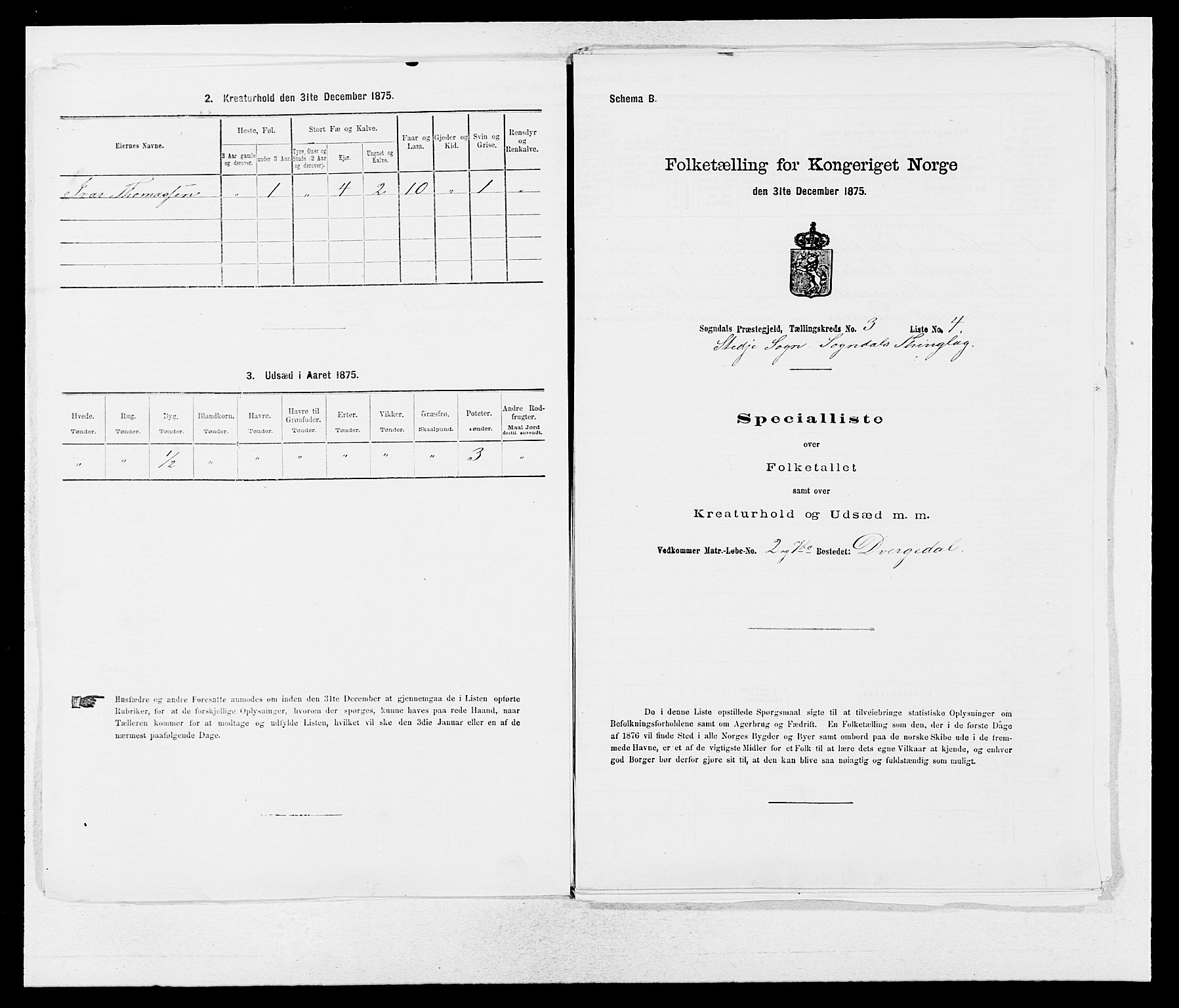 SAB, Folketelling 1875 for 1420P Sogndal prestegjeld, 1875, s. 212