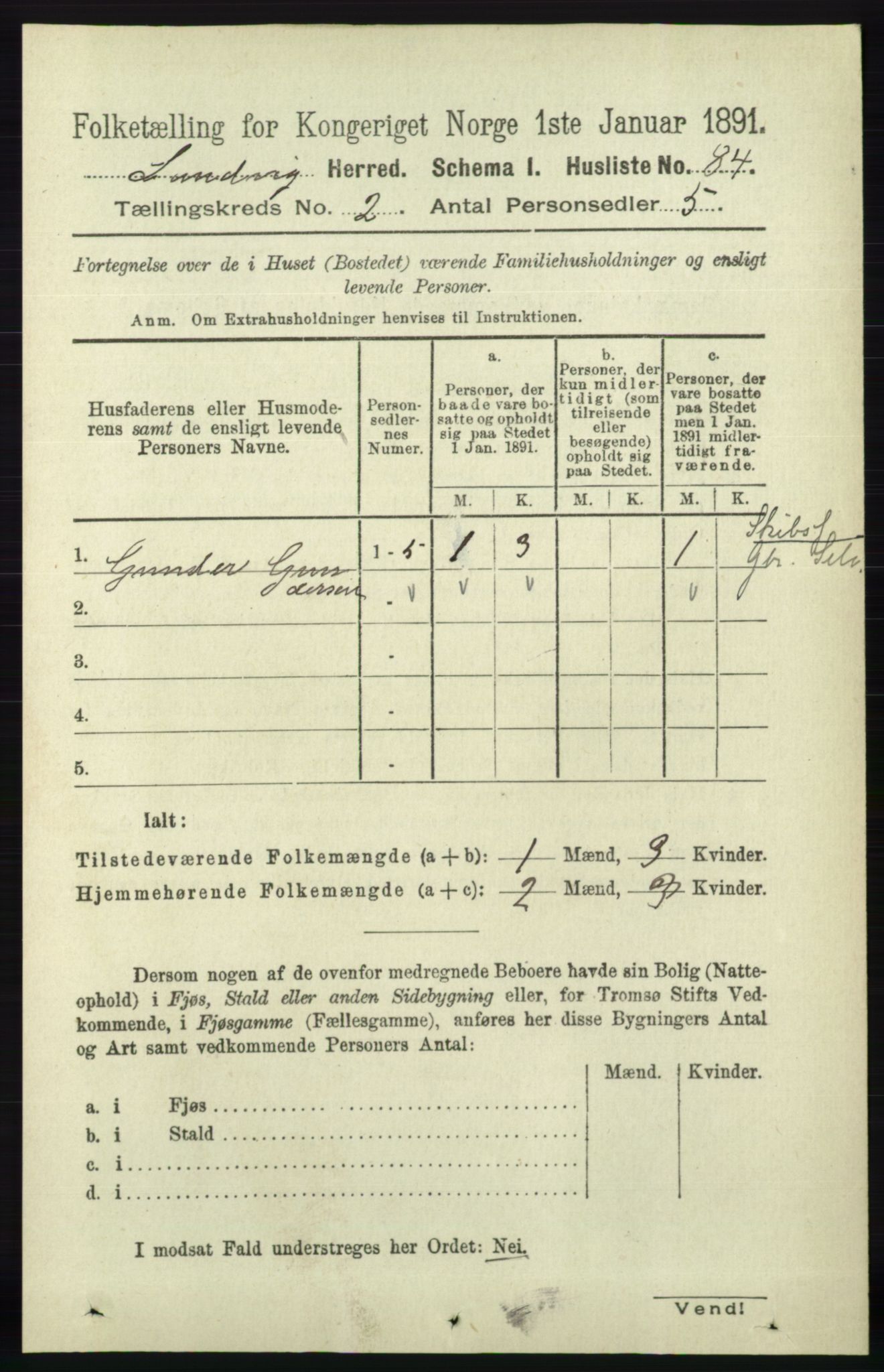 RA, Folketelling 1891 for 0924 Landvik herred, 1891, s. 327