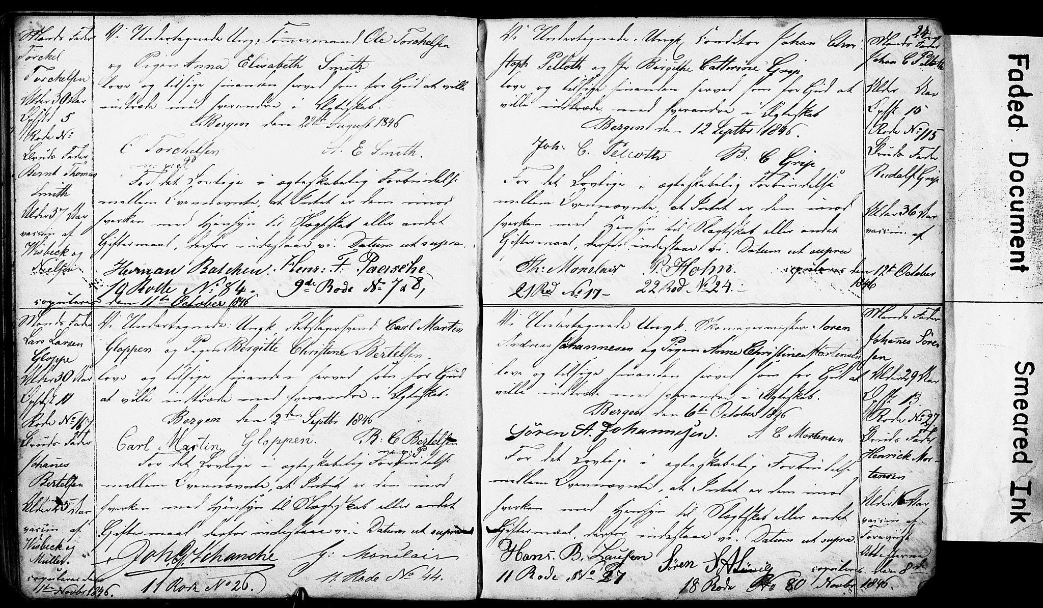 Domkirken sokneprestembete, SAB/A-74801: Forlovererklæringer nr. II.5.4, 1845-1852, s. 24