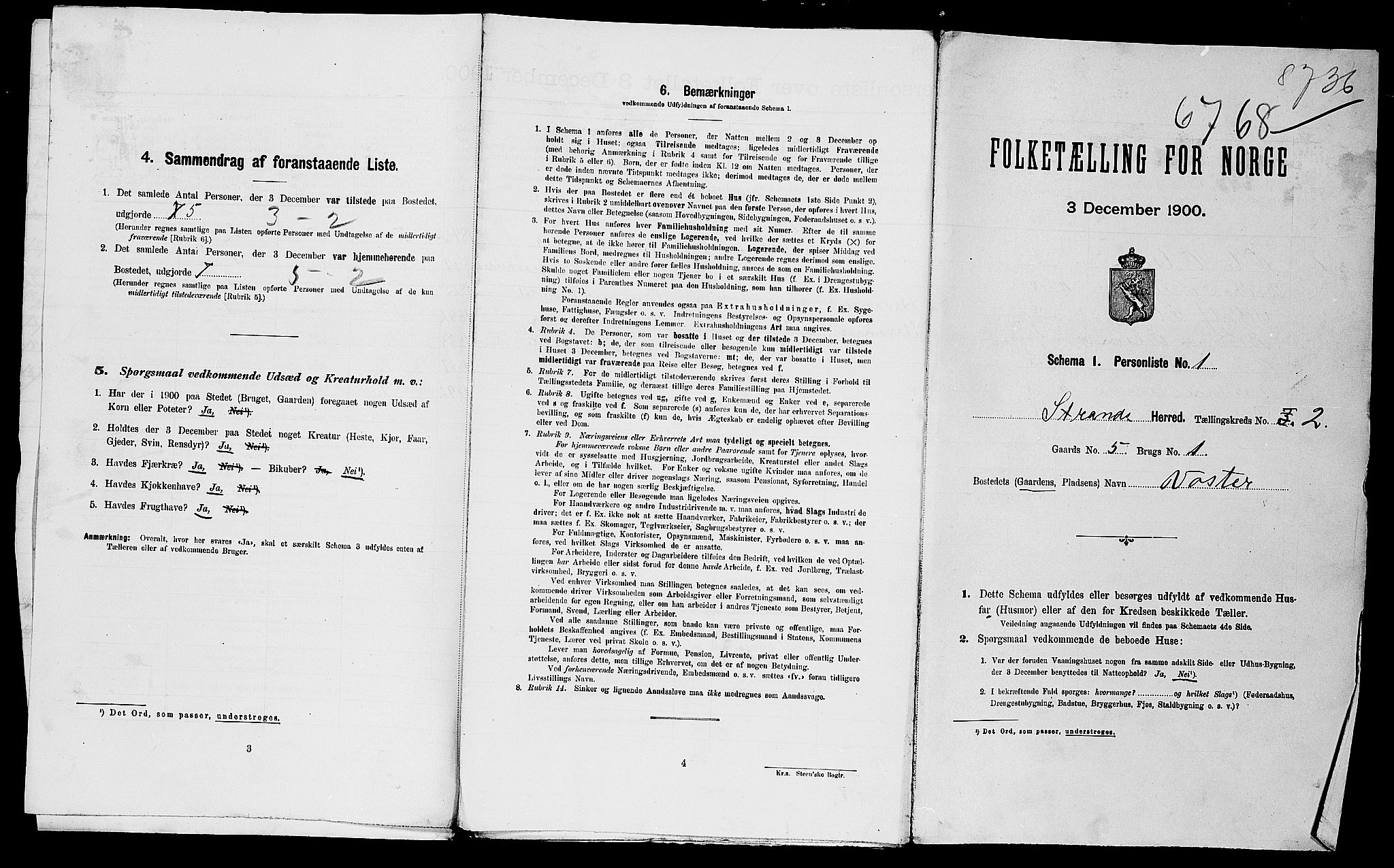 SAST, Folketelling 1900 for 1130 Strand herred, 1900, s. 69